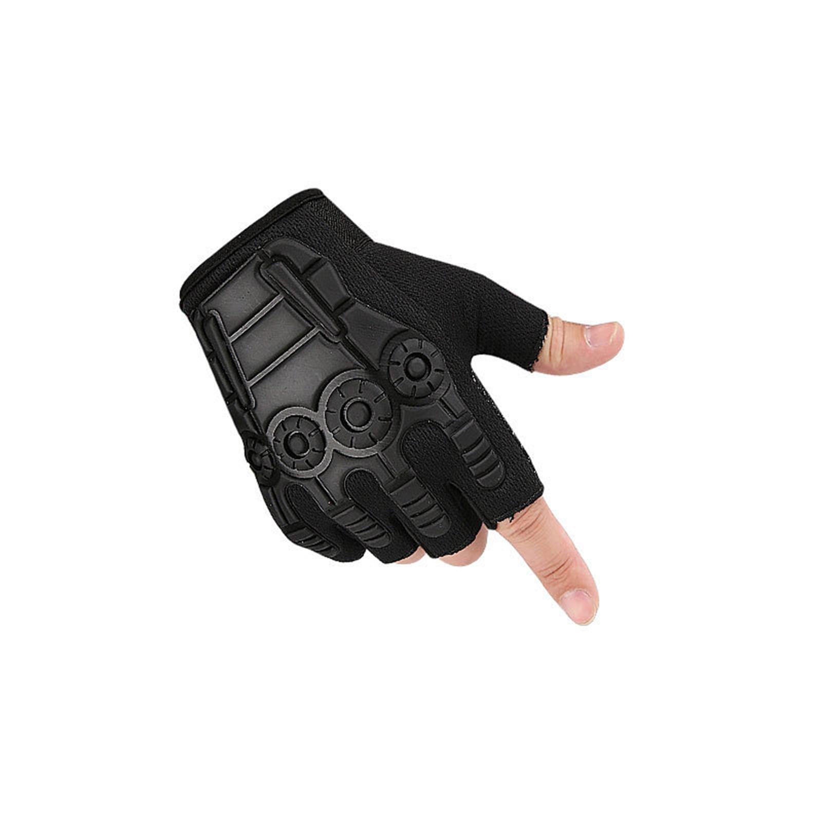 Half Finger Gloves Gym Gloves Shockproof Mittens Anti Slip Fingerless Gloves Black