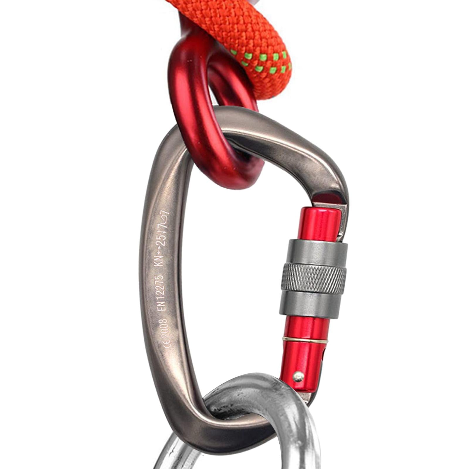 D Shaped Carabiner Buckle Small Carabiner Clip for Rappelling Caving Camping Gray