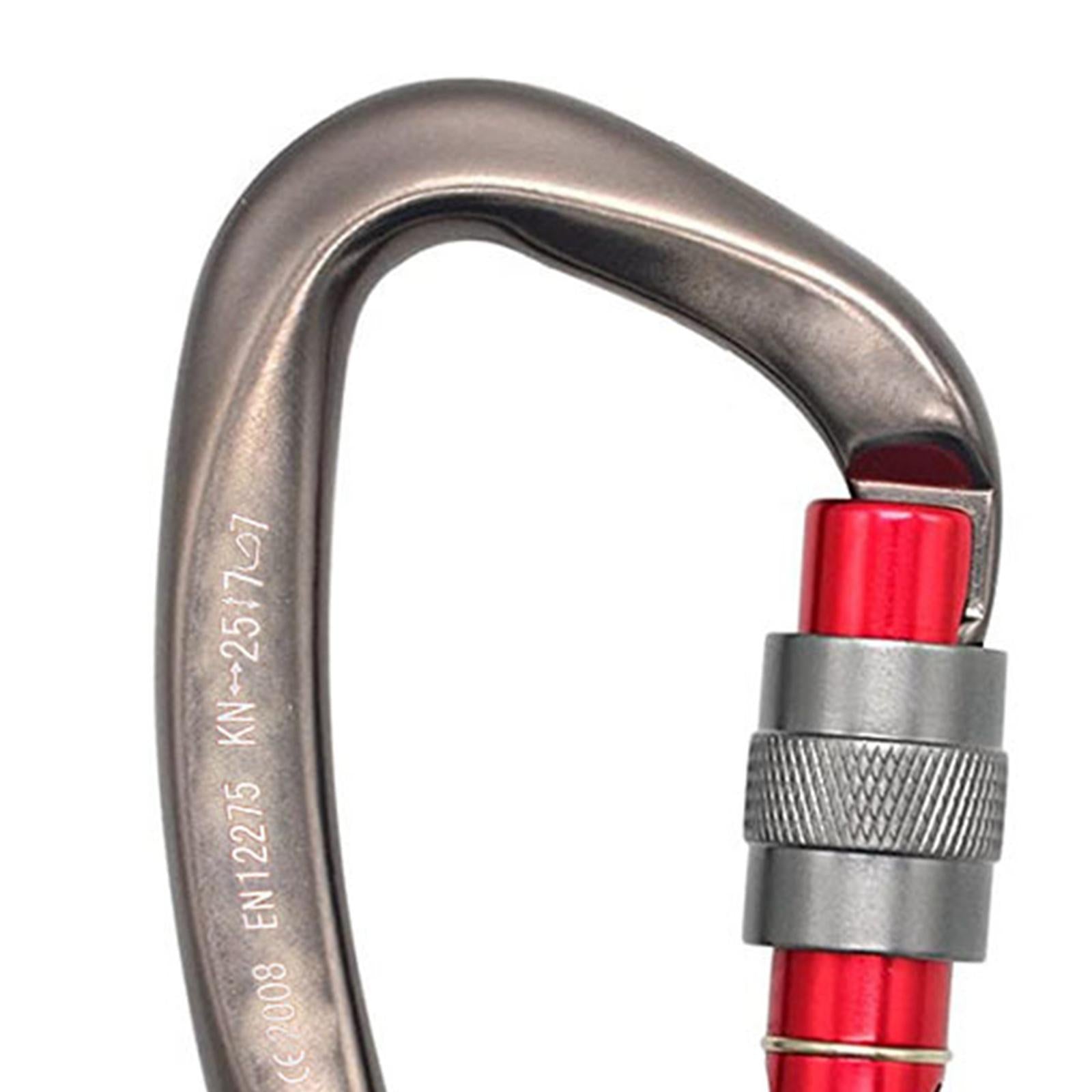 D Shaped Carabiner Buckle Small Carabiner Clip for Rappelling Caving Camping Gray