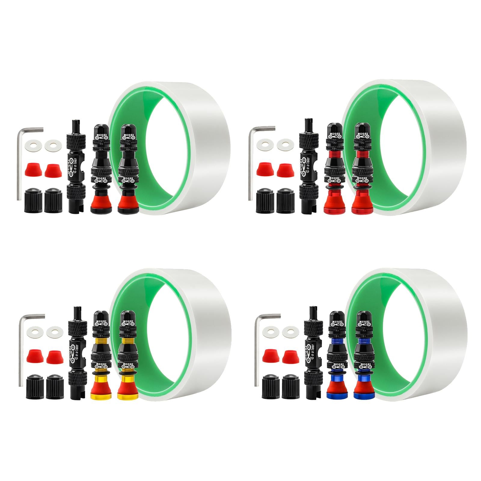 Aluminum Alloy Bike Tubeless Tire Valve Stem with Valve Caps Vacuum Tire Pad Rim Tape 33mm Black