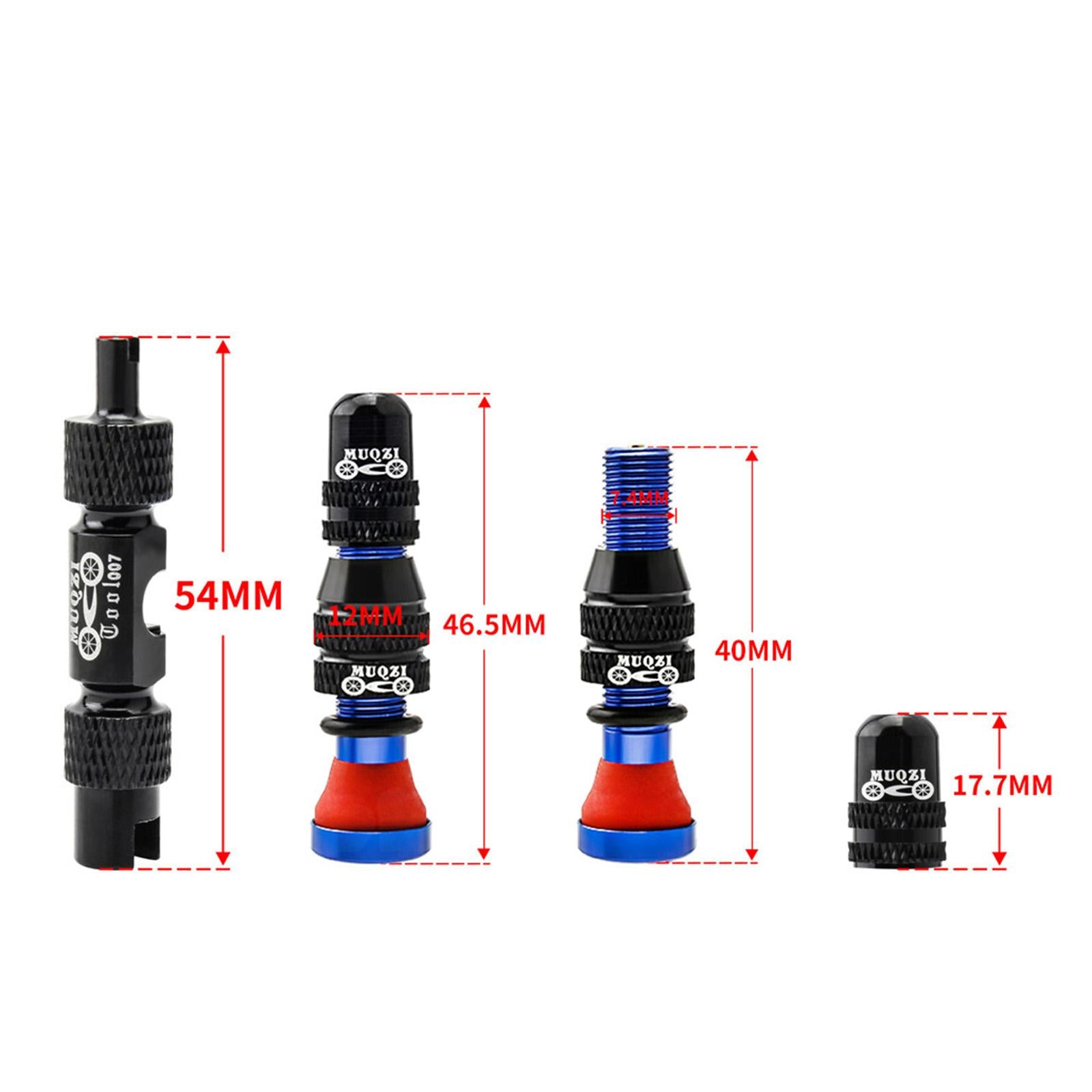 Aluminum Alloy Bike Tubeless Tire Valve Stem with Valve Caps Vacuum Tire Pad Rim Tape 35mm Blue