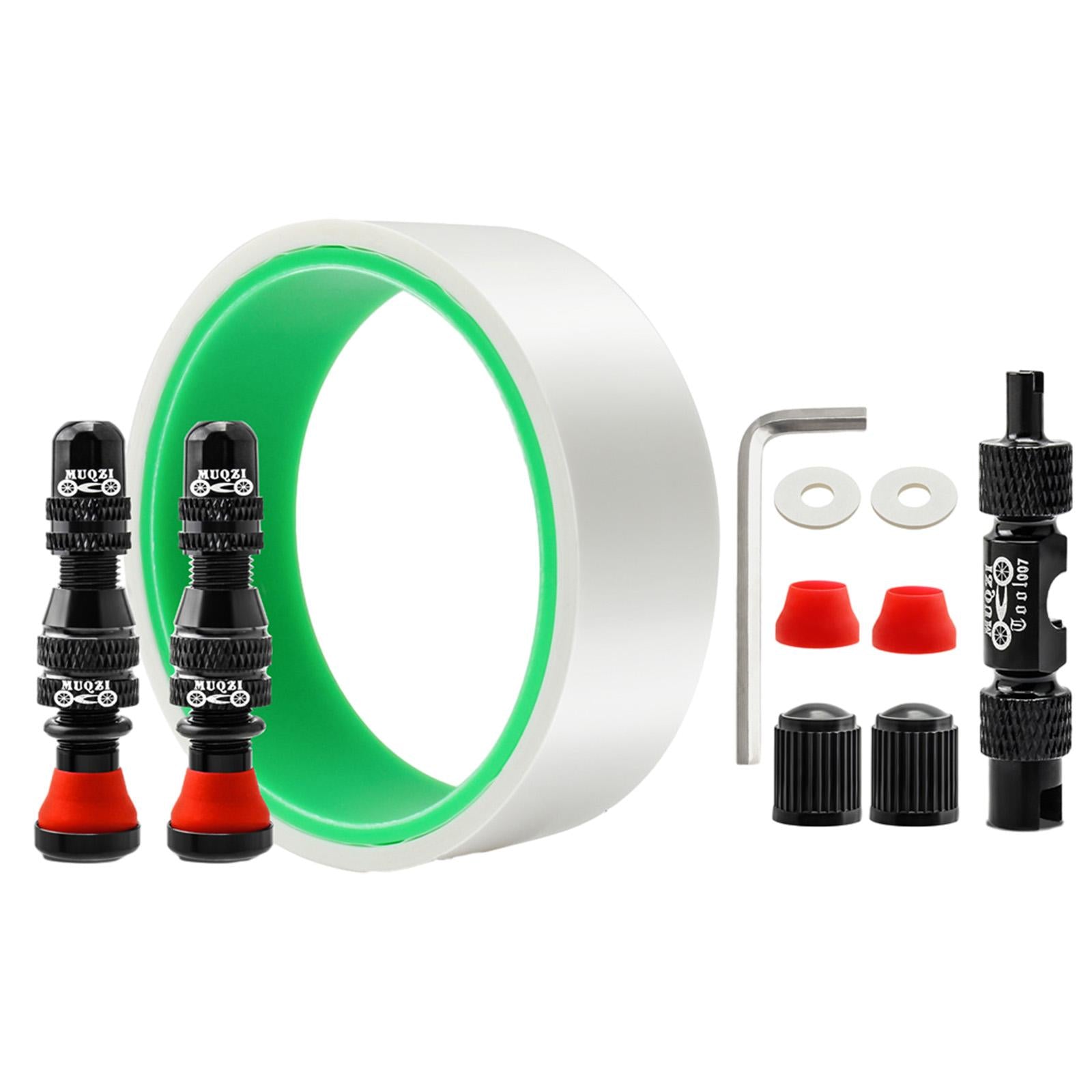 Tubeless Valve Stem Kit Durable Replacement Rim Bike Valves Stem Kit 31mm Tape Black