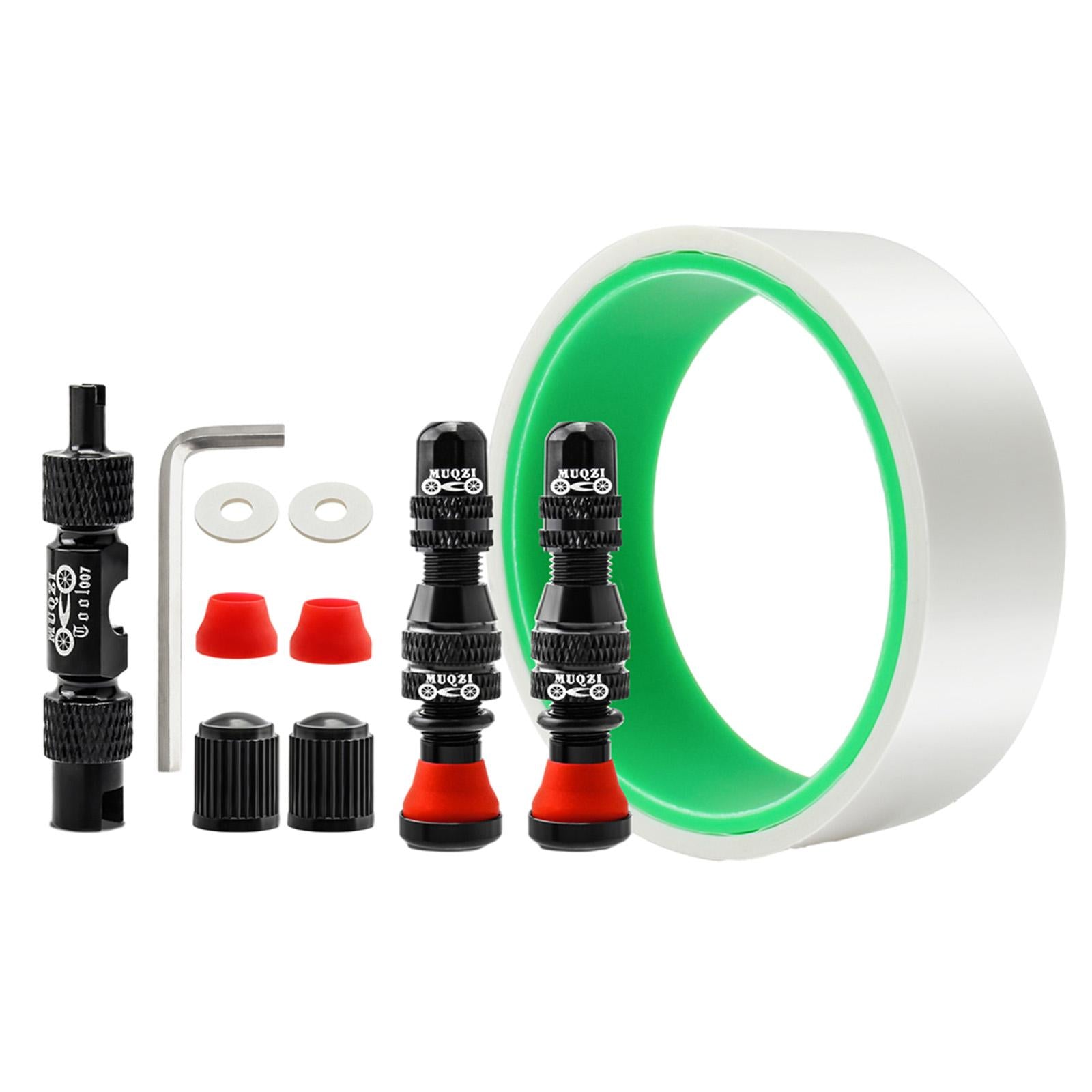 Tubeless Valve Stem Kit Durable Replacement Rim Bike Valves Stem Kit 31mm Tape Black