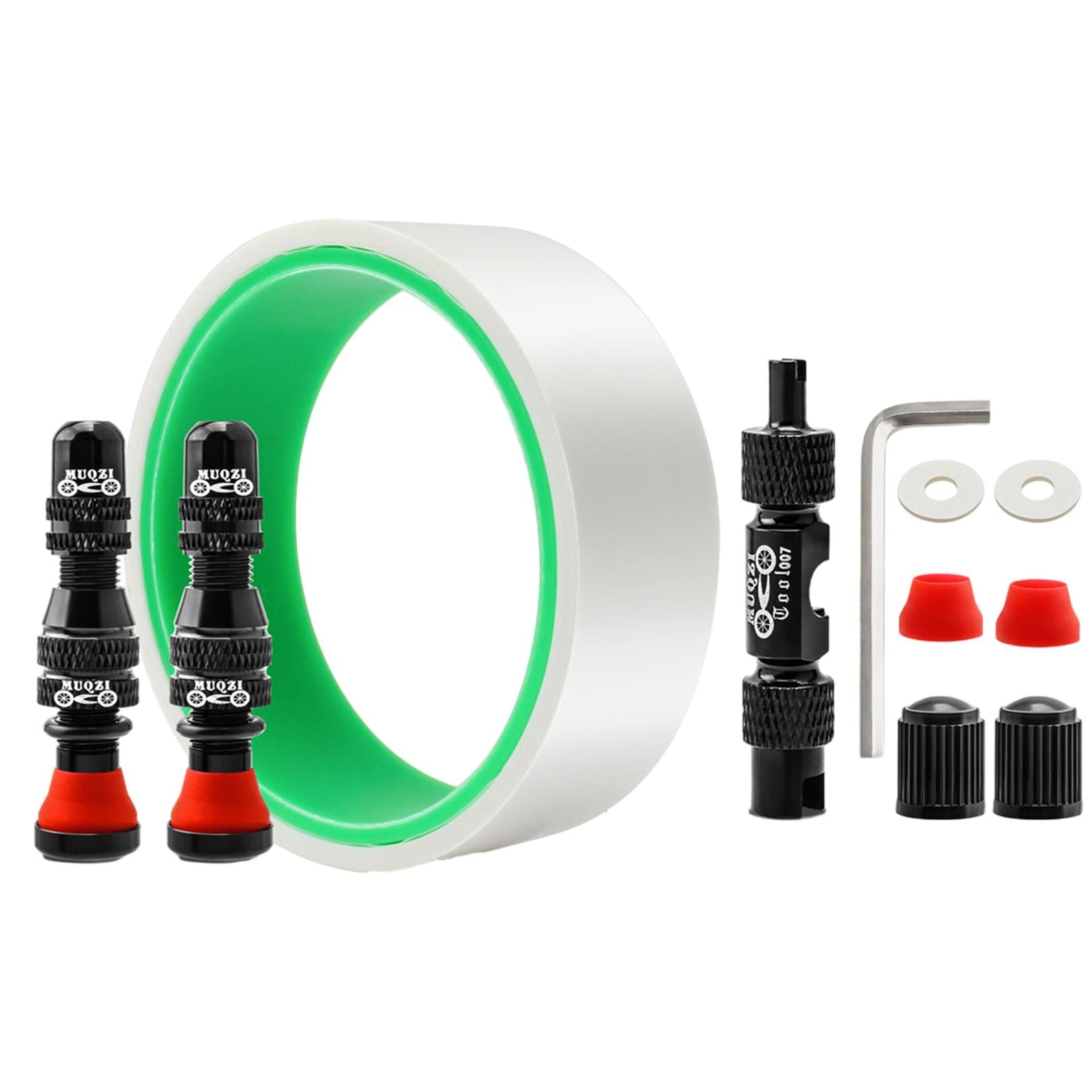 Tubeless Valve Stem Kit Durable Replacement Rim Bike Valves Stem Kit 31mm Tape Black