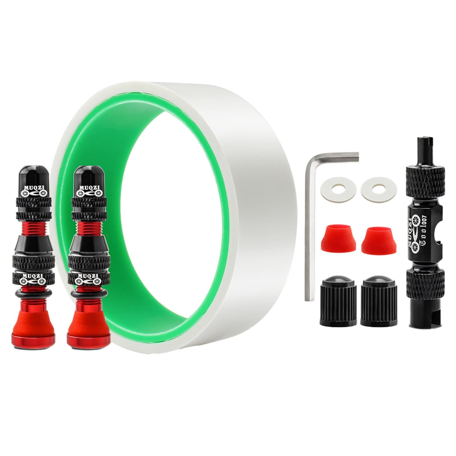 Tubeless Valve Stem Kit Durable Replacement Rim Bike Valves Stem Kit 31mm Tape Red