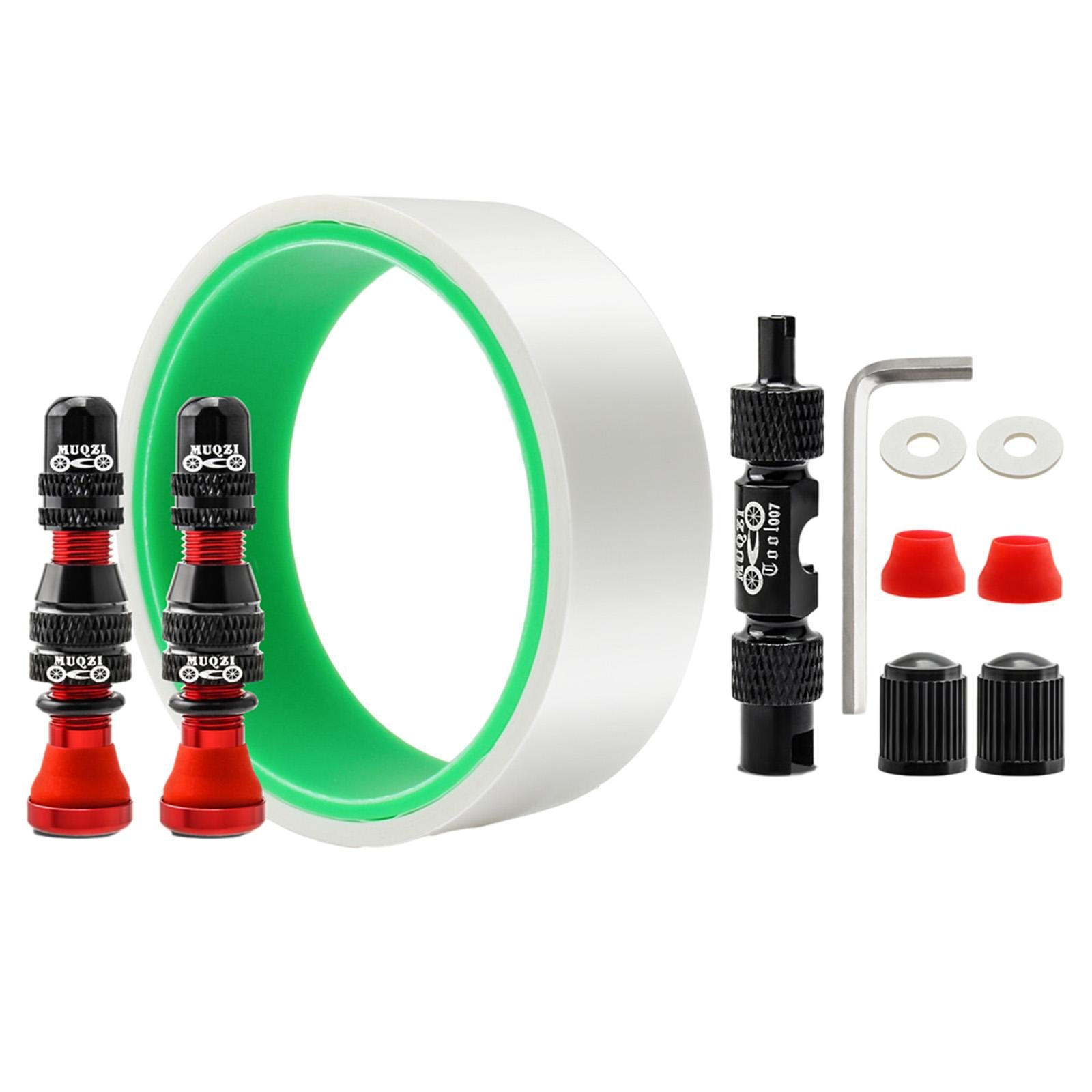 Tubeless Valve Stem Kit Durable Replacement Rim Bike Valves Stem Kit 31mm Tape Red
