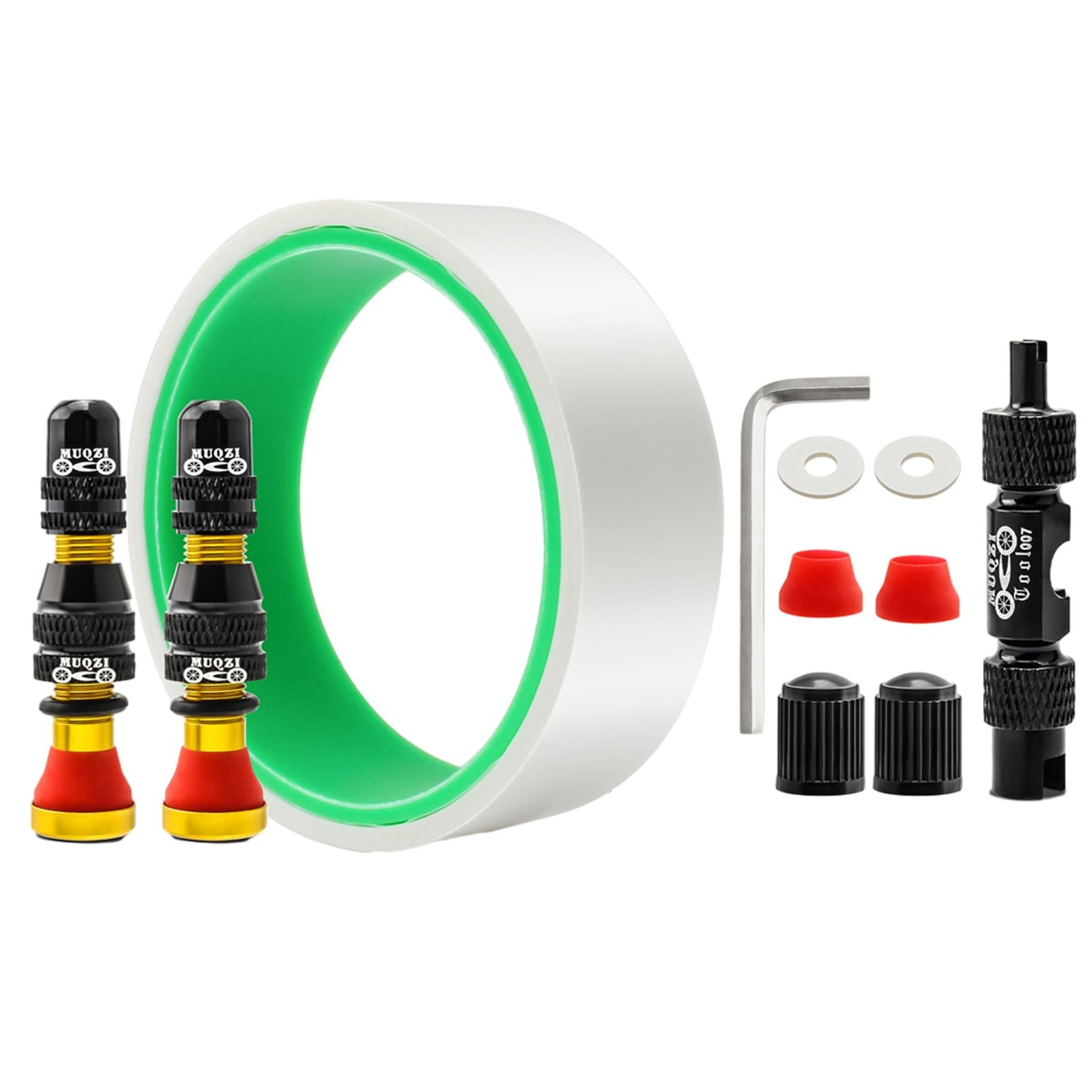 Tubeless Valve Stem Kit Durable Replacement Rim Bike Valves Stem Kit 31mm Tape Yellow