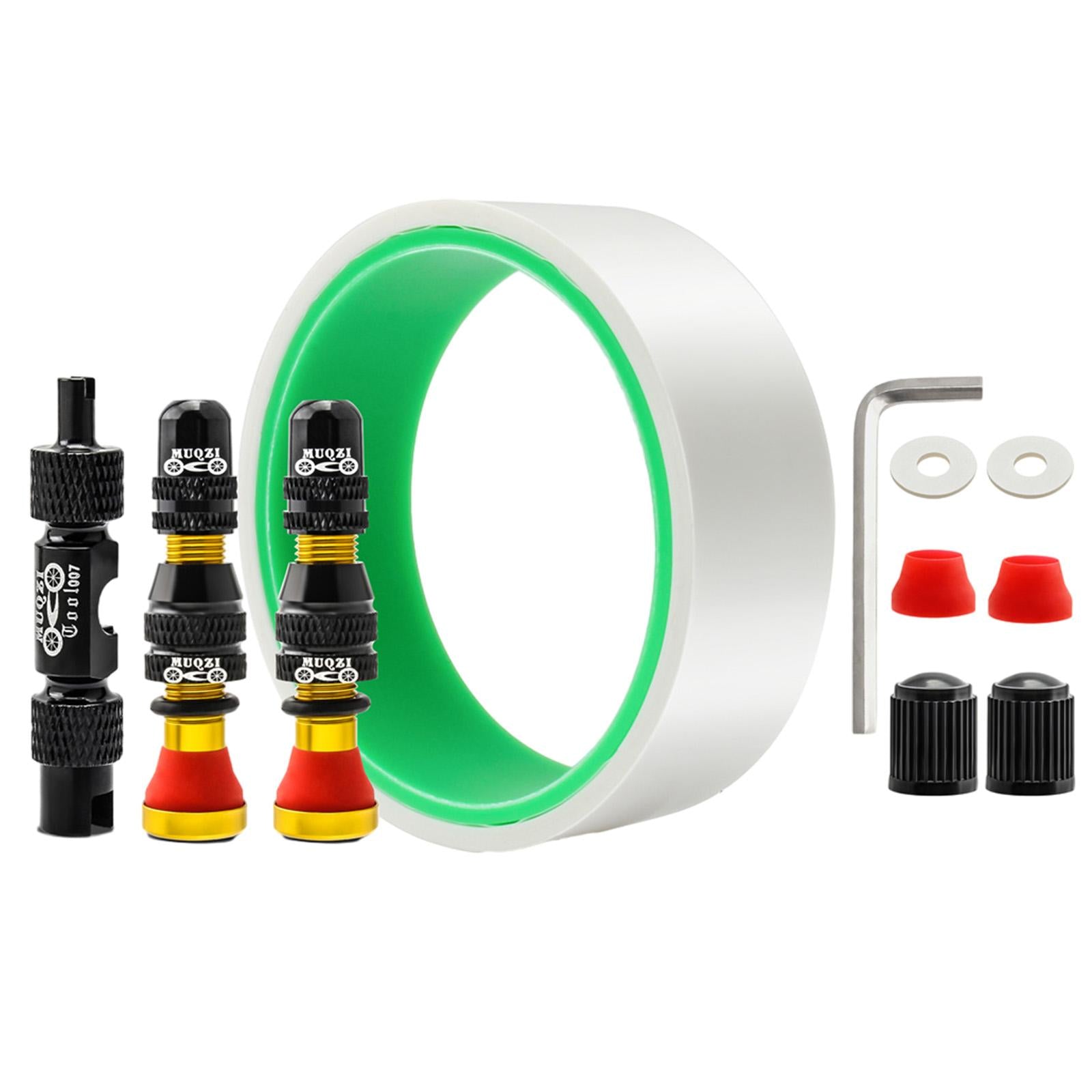 Tubeless Valve Stem Kit Durable Replacement Rim Bike Valves Stem Kit 31mm Tape Yellow