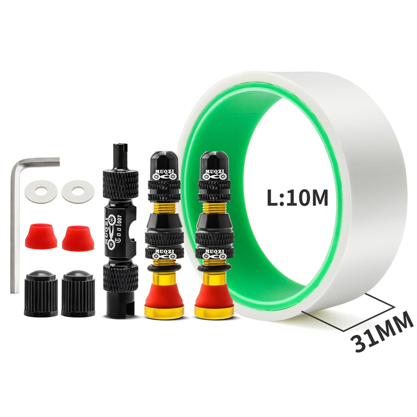Tubeless Valve Stem Kit Durable Replacement Rim Bike Valves Stem Kit 31mm Tape Yellow