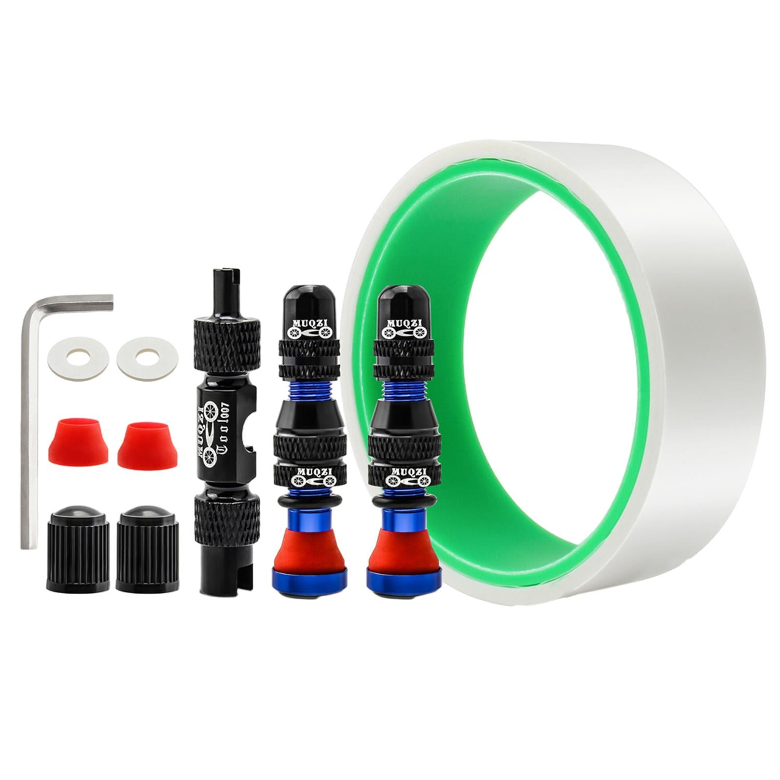 Tubeless Valve Stem Kit Durable Replacement Rim Bike Valves Stem Kit 31mm Tape Blue