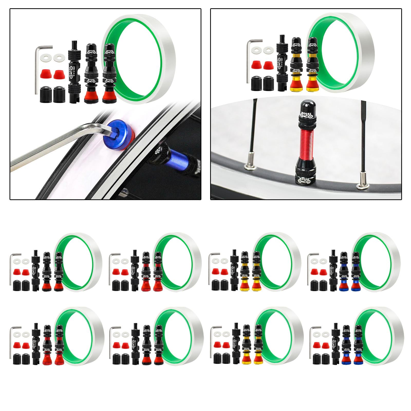Aluminum Alloy 40mm Tubeless Tire Valve Stem with Valve Caps Vacuum Tire Pad Rim Tape 16mm Black