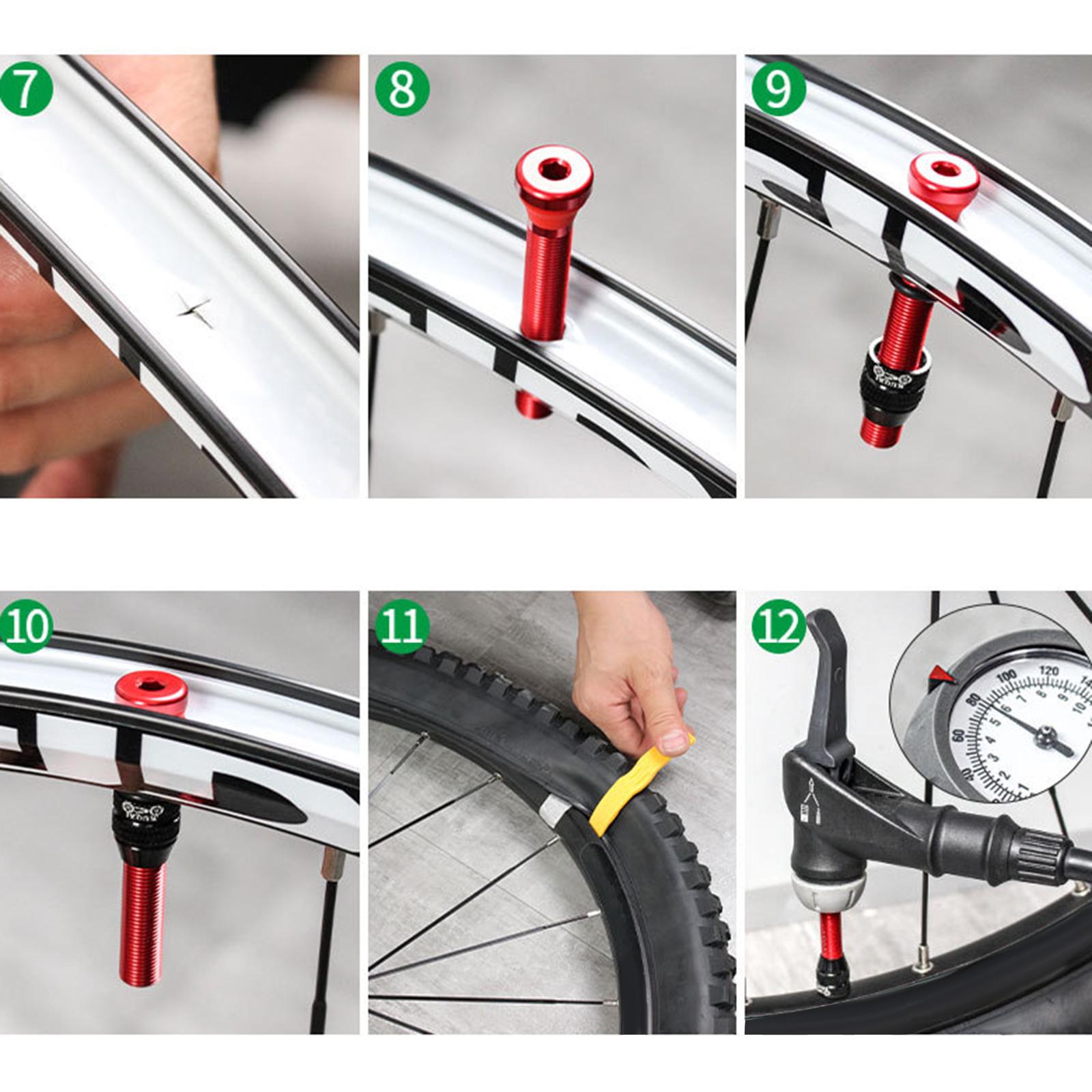 Aluminum Alloy 40mm Tubeless Tire Valve Stem with Valve Caps Vacuum Tire Pad Rim Tape 16mm Black