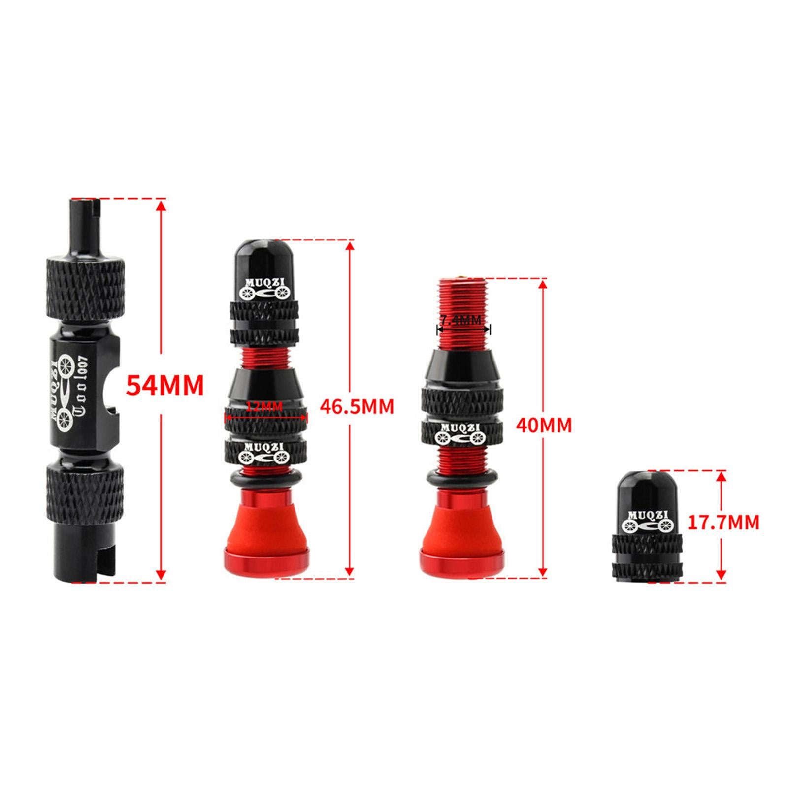 Aluminum Alloy 40mm Tubeless Tire Valve Stem with Valve Caps Vacuum Tire Pad Rim Tape 16mm Red