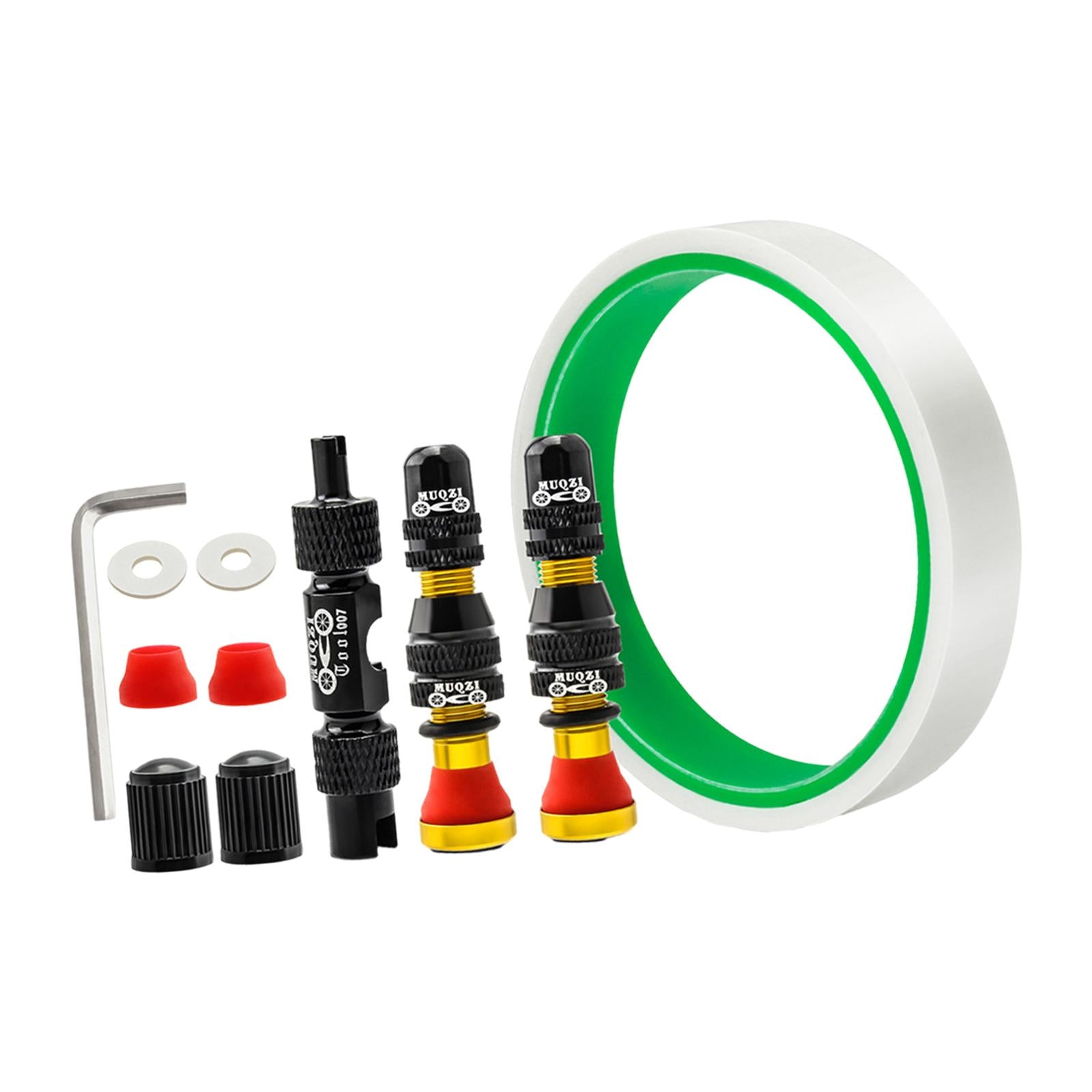 Aluminum Alloy 40mm Tubeless Tire Valve Stem with Valve Caps Vacuum Tire Pad Rim Tape 16mm Gold
