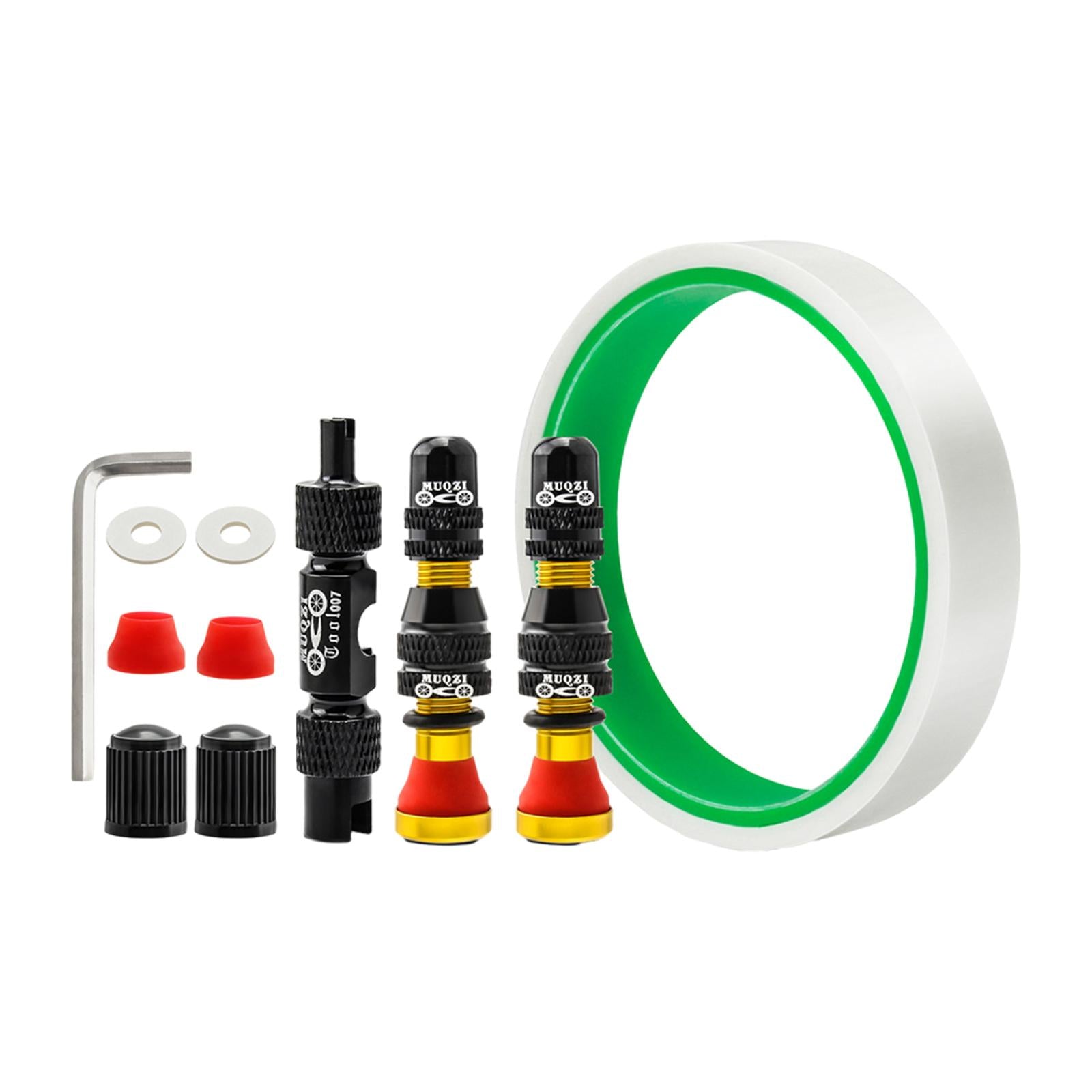 Aluminum Alloy 40mm Tubeless Tire Valve Stem with Valve Caps Vacuum Tire Pad Rim Tape 16mm Gold