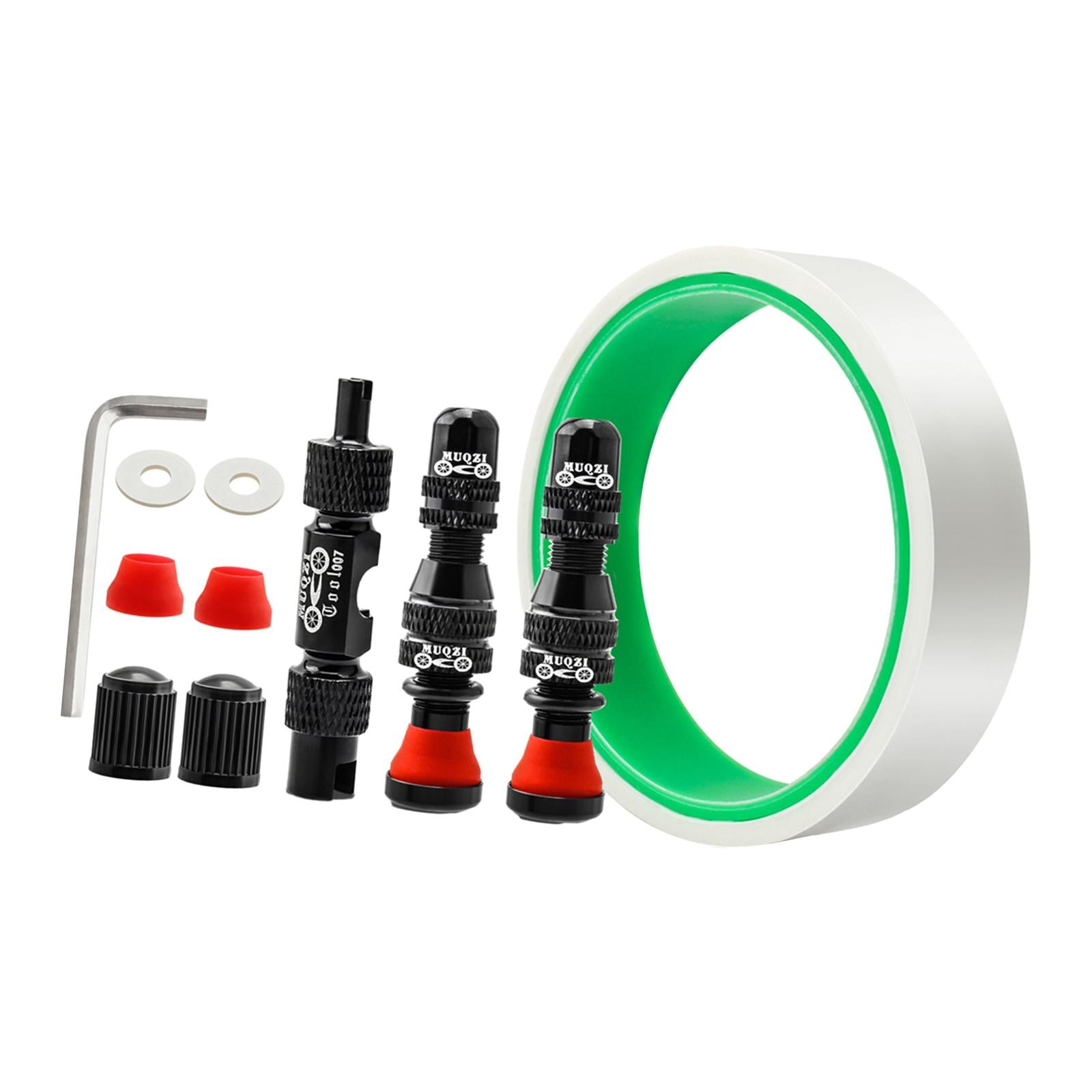 Aluminum Alloy 40mm Tubeless Tire Valve Stem with Valve Caps Vacuum Tire Pad Rim Tape 18mm Black