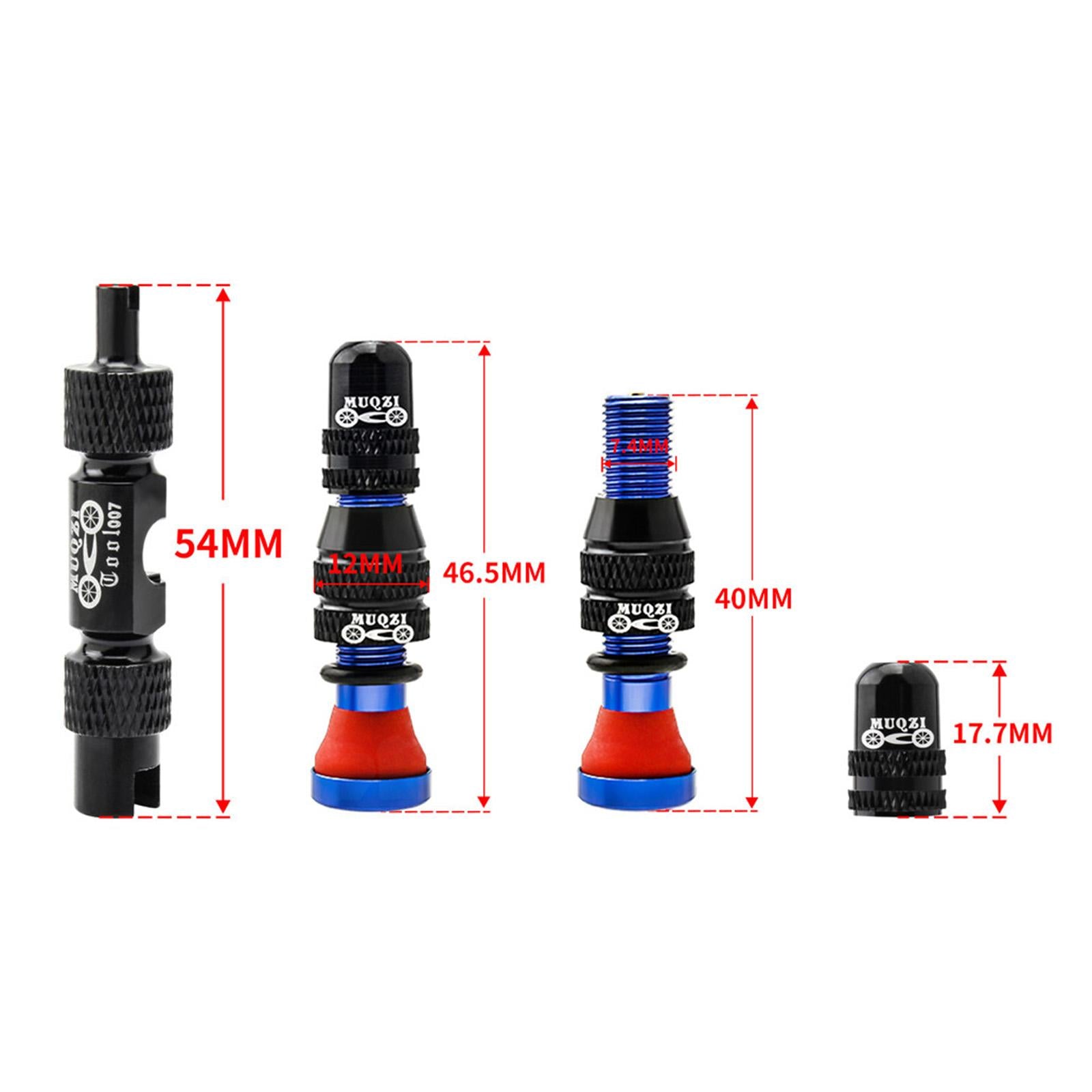 Aluminum Alloy 40mm Tubeless Tire Valve Stem with Valve Caps Vacuum Tire Pad Rim Tape 18mm Blue
