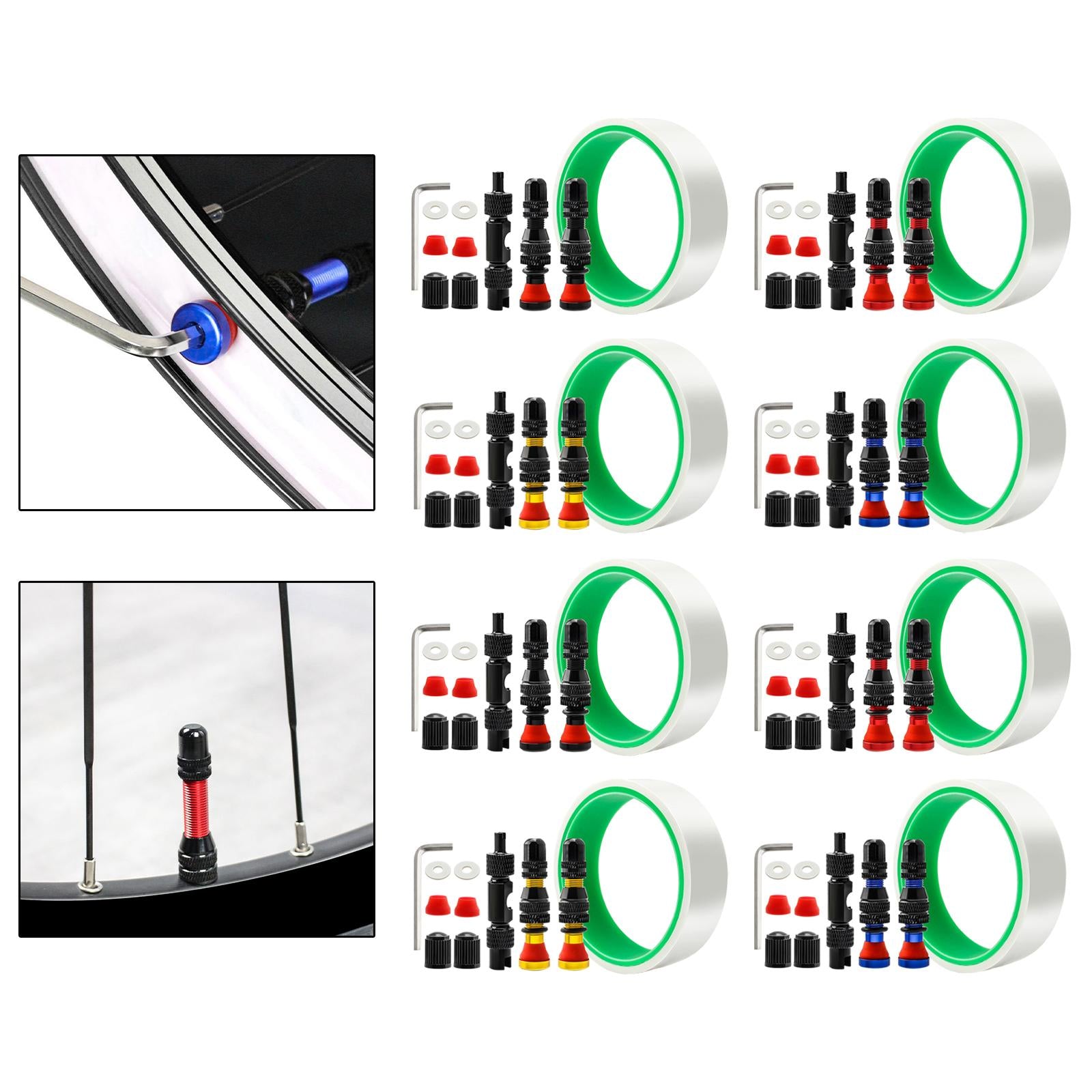Tubeless Tire Valve Stem with Valve Stem Caps Premium Tubeless Tire Tape Rim Tape 25mm Black