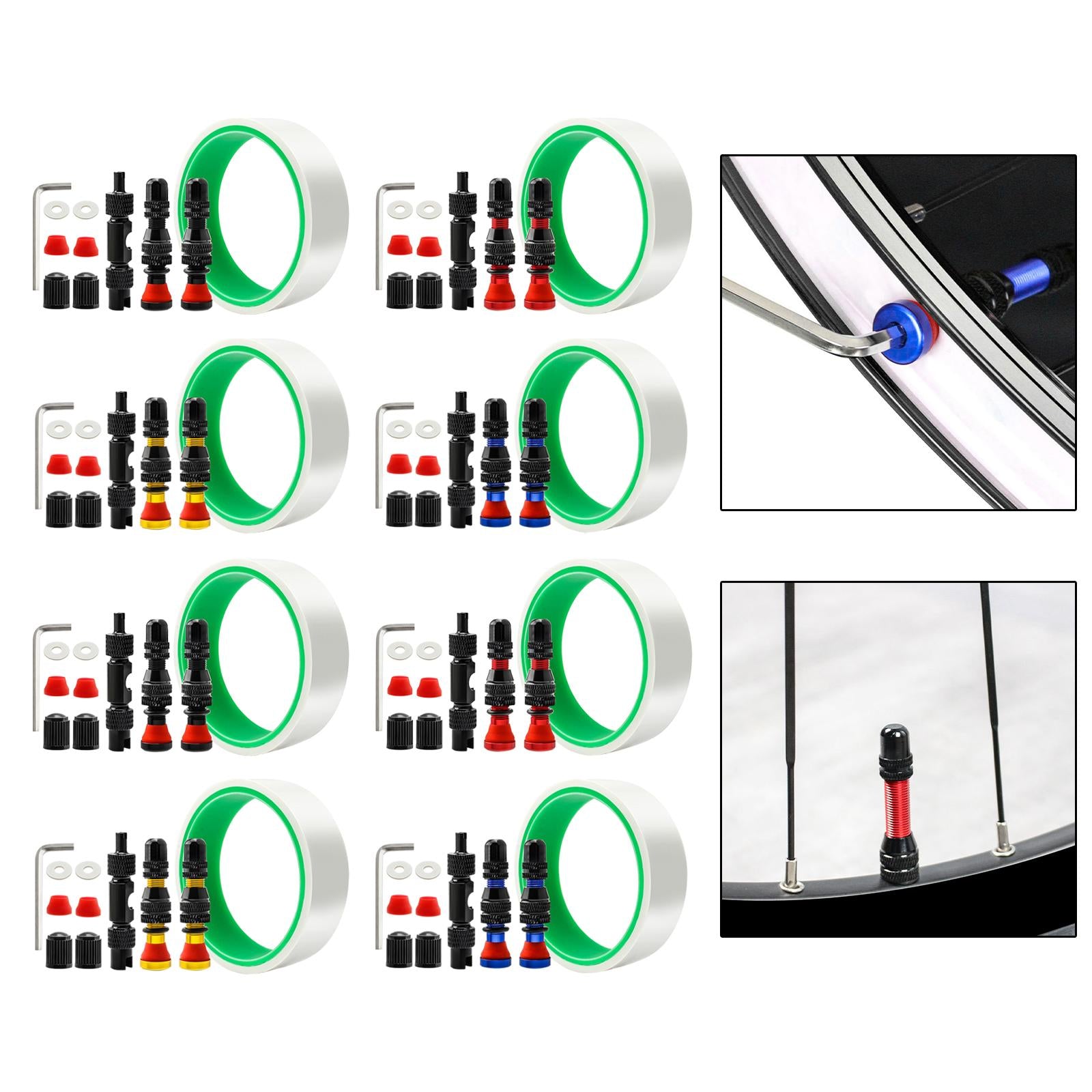 Tubeless Tire Valve Stem with Valve Stem Caps Premium Tubeless Tire Tape Rim Tape 25mm Black