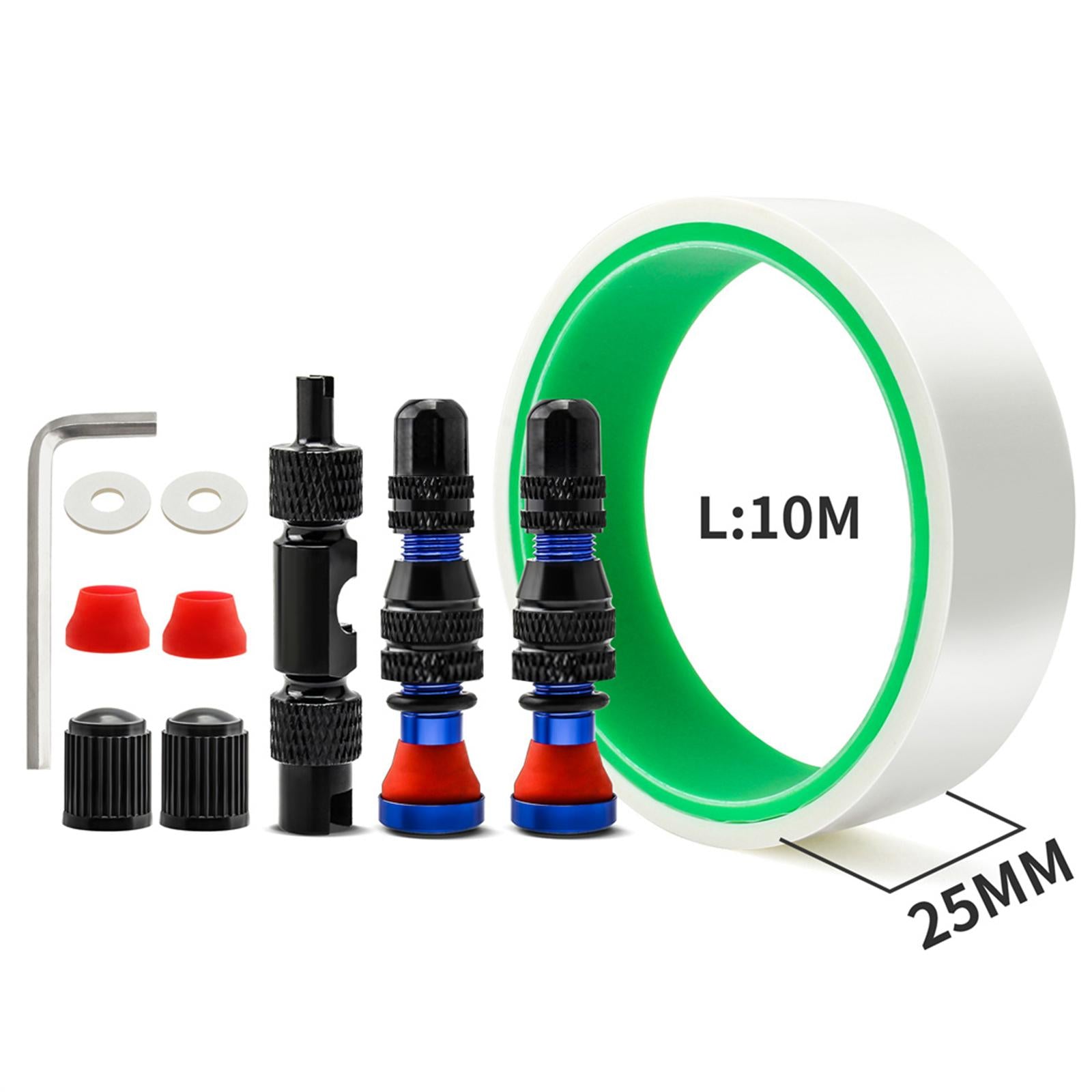 Tubeless Tire Valve Stem with Valve Stem Caps Premium Tubeless Tire Tape Rim Tape 25mm Blue