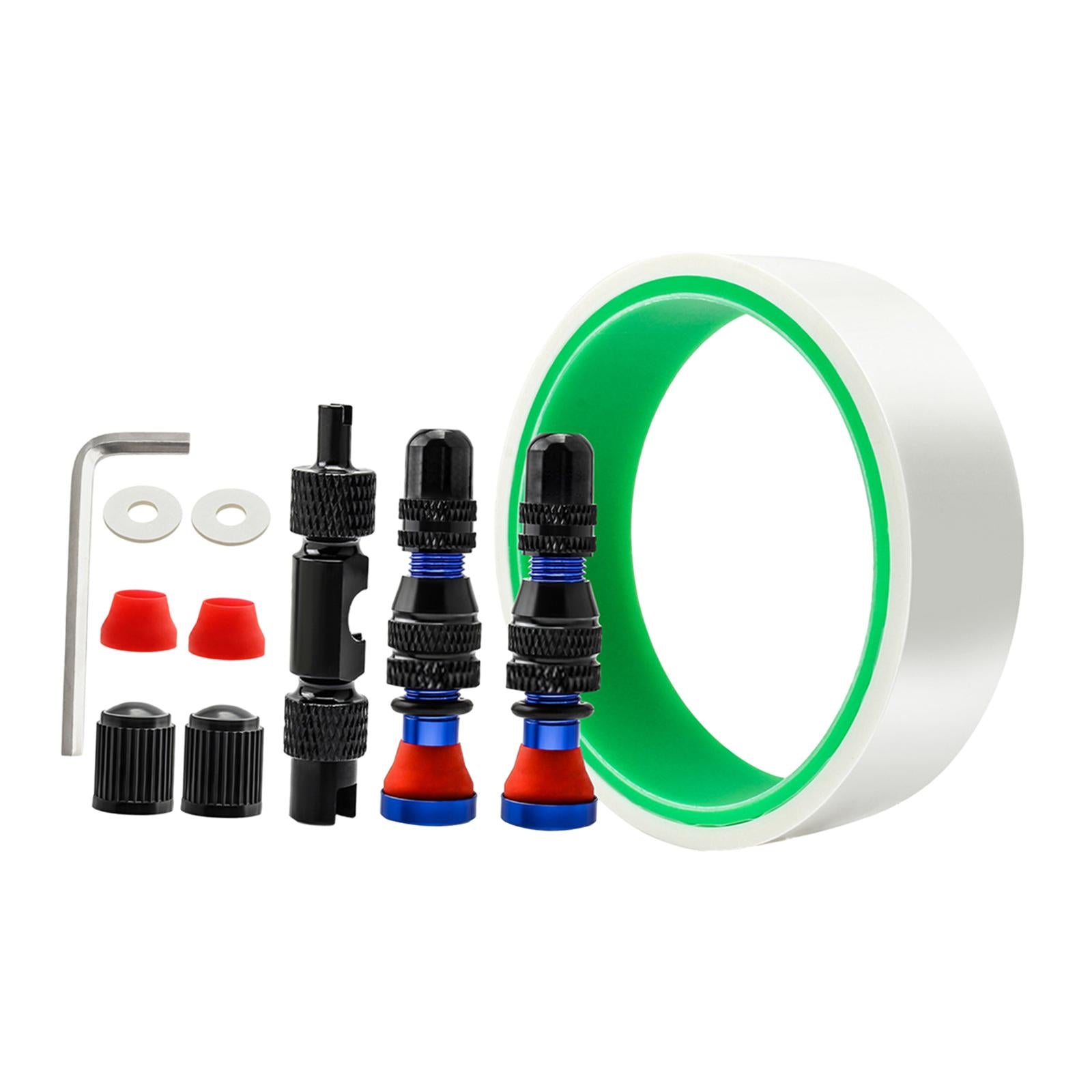 Tubeless Tire Valve Stem with Valve Stem Caps Premium Tubeless Tire Tape Rim Tape 25mm Blue