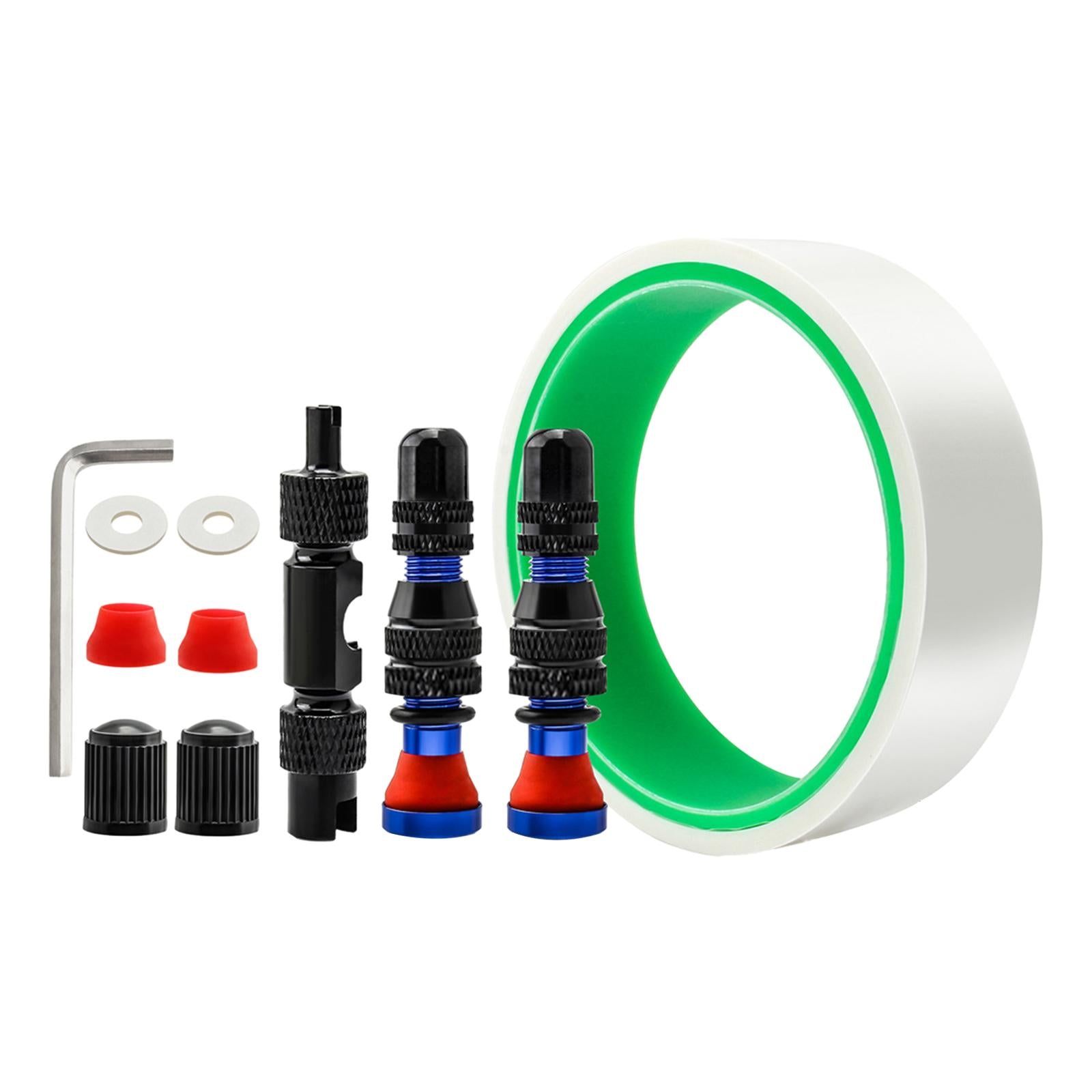Tubeless Tire Valve Stem with Valve Stem Caps Premium Tubeless Tire Tape Rim Tape 25mm Blue