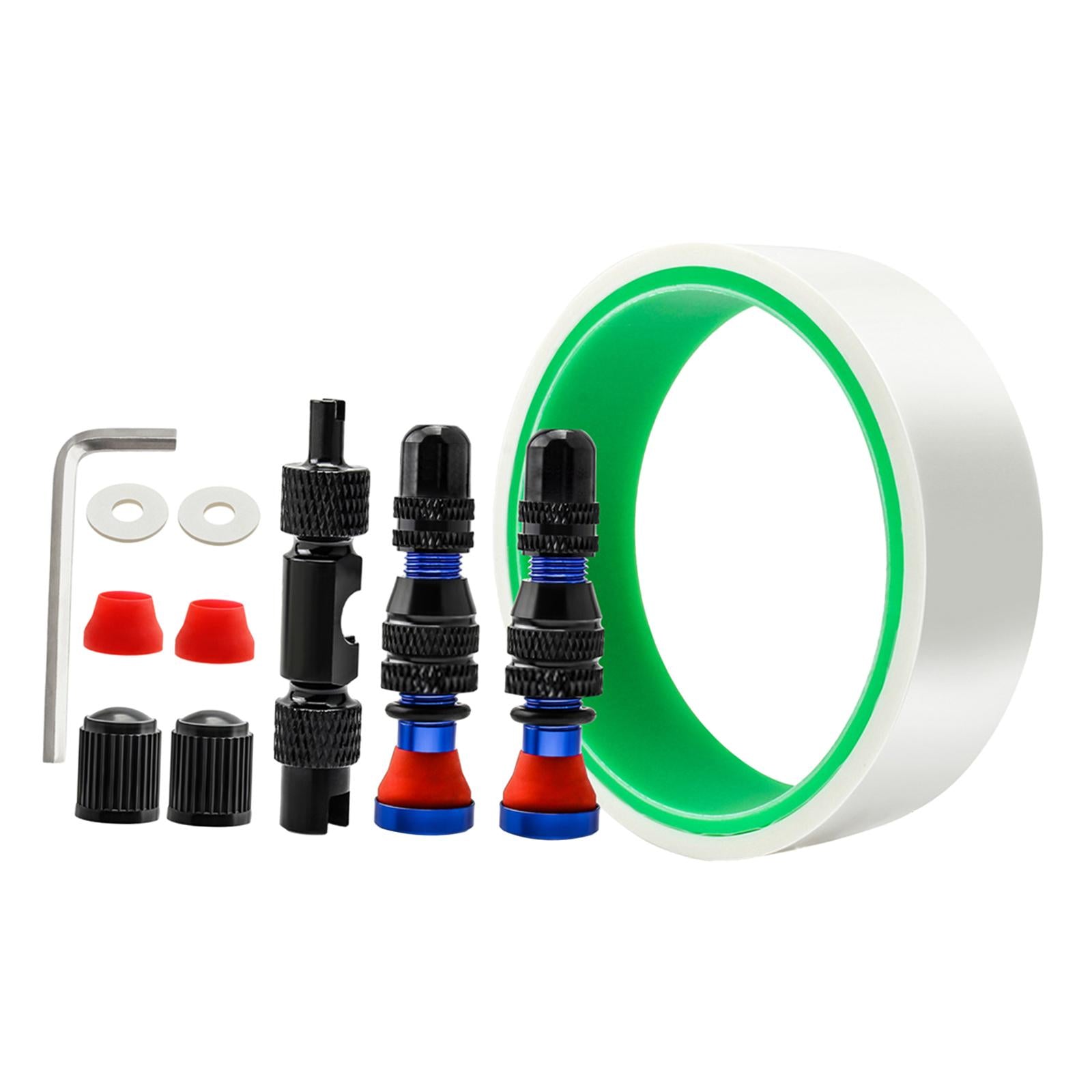 Tubeless Tire Valve Stem with Valve Stem Caps Premium Tubeless Tire Tape Rim Tape 25mm Blue