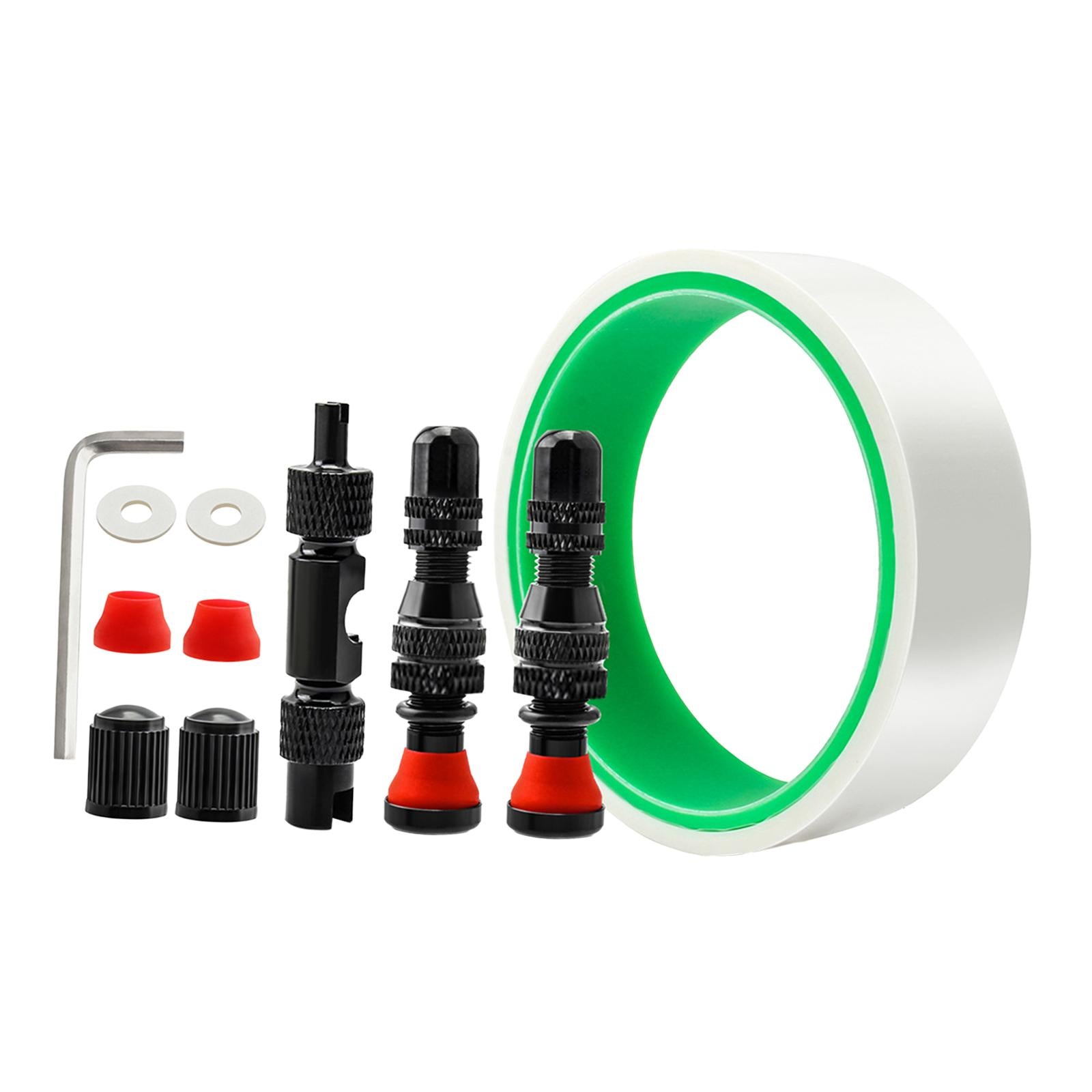 Tubeless Tire Valve Stem with Valve Stem Caps Premium Tubeless Tire Tape Rim Tape 27mm Black