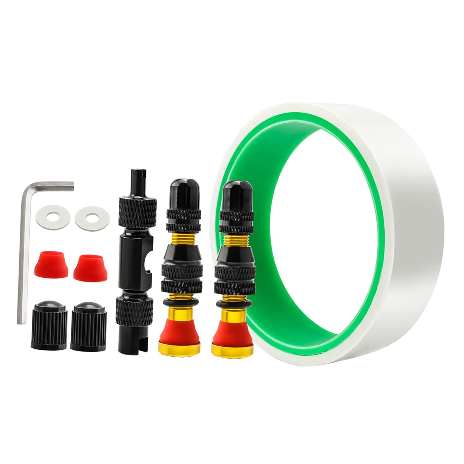 Tubeless Tire Valve Stem with Valve Stem Caps Premium Tubeless Tire Tape Rim Tape 27mm Gold