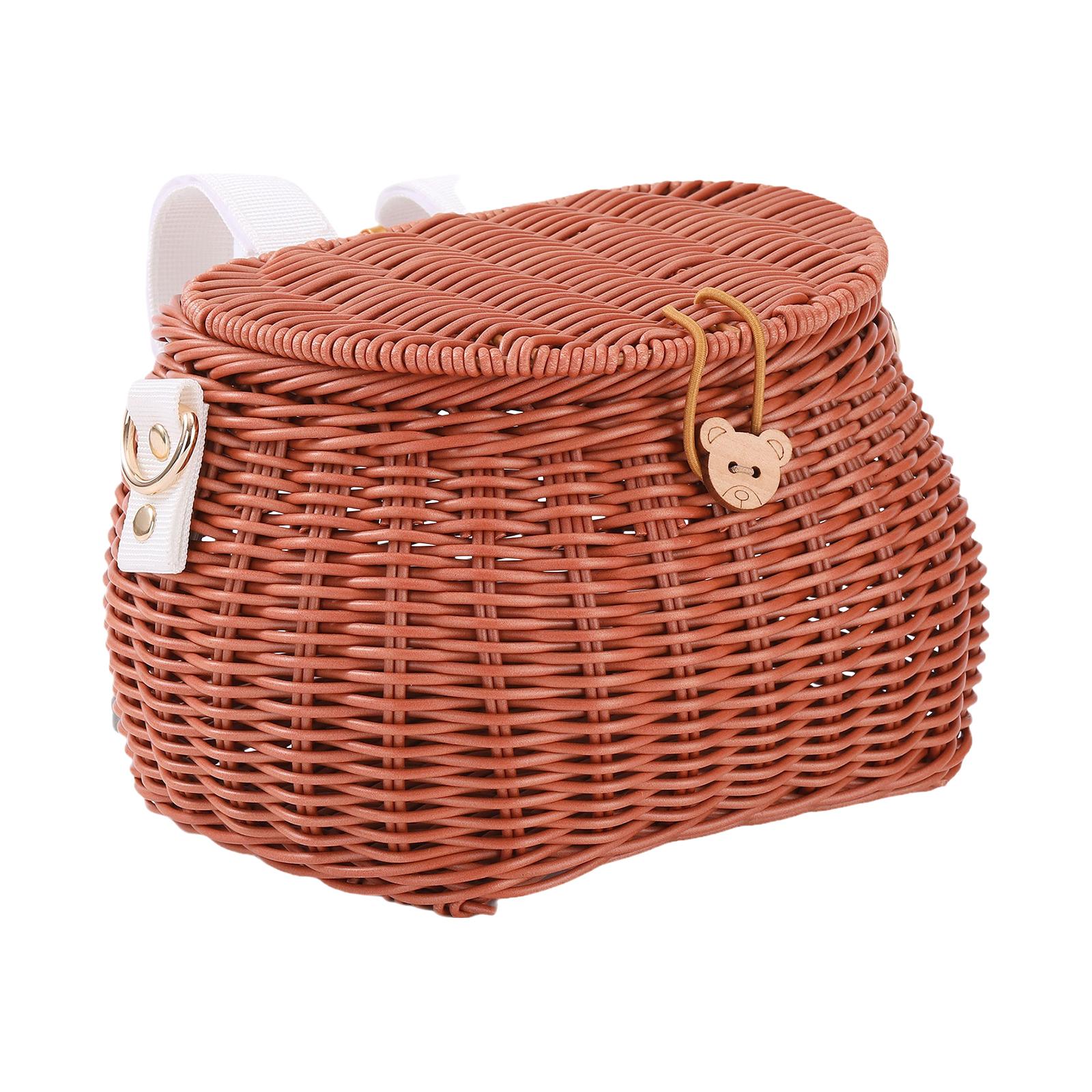 Kids Bike Basket Cycling Basket Durable Storage Basket Handlebar Bike Basket Brown