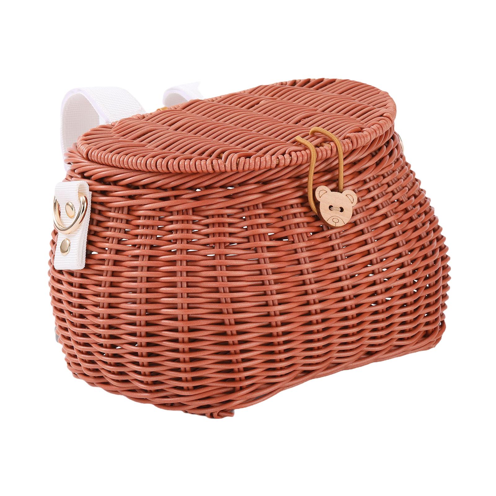 Kids Bike Basket Cycling Basket Durable Storage Basket Handlebar Bike Basket Brown