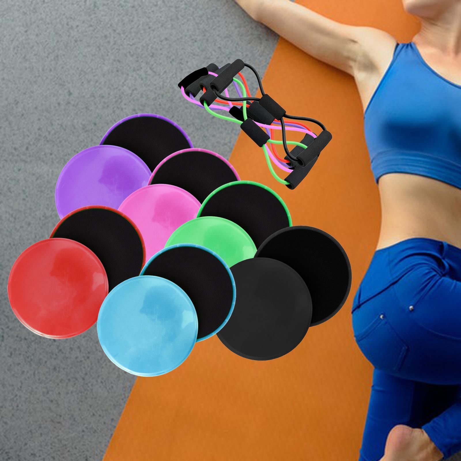 8 Shape Resistance Band and Core Sliders Durable Stretch Resistance Training Purple