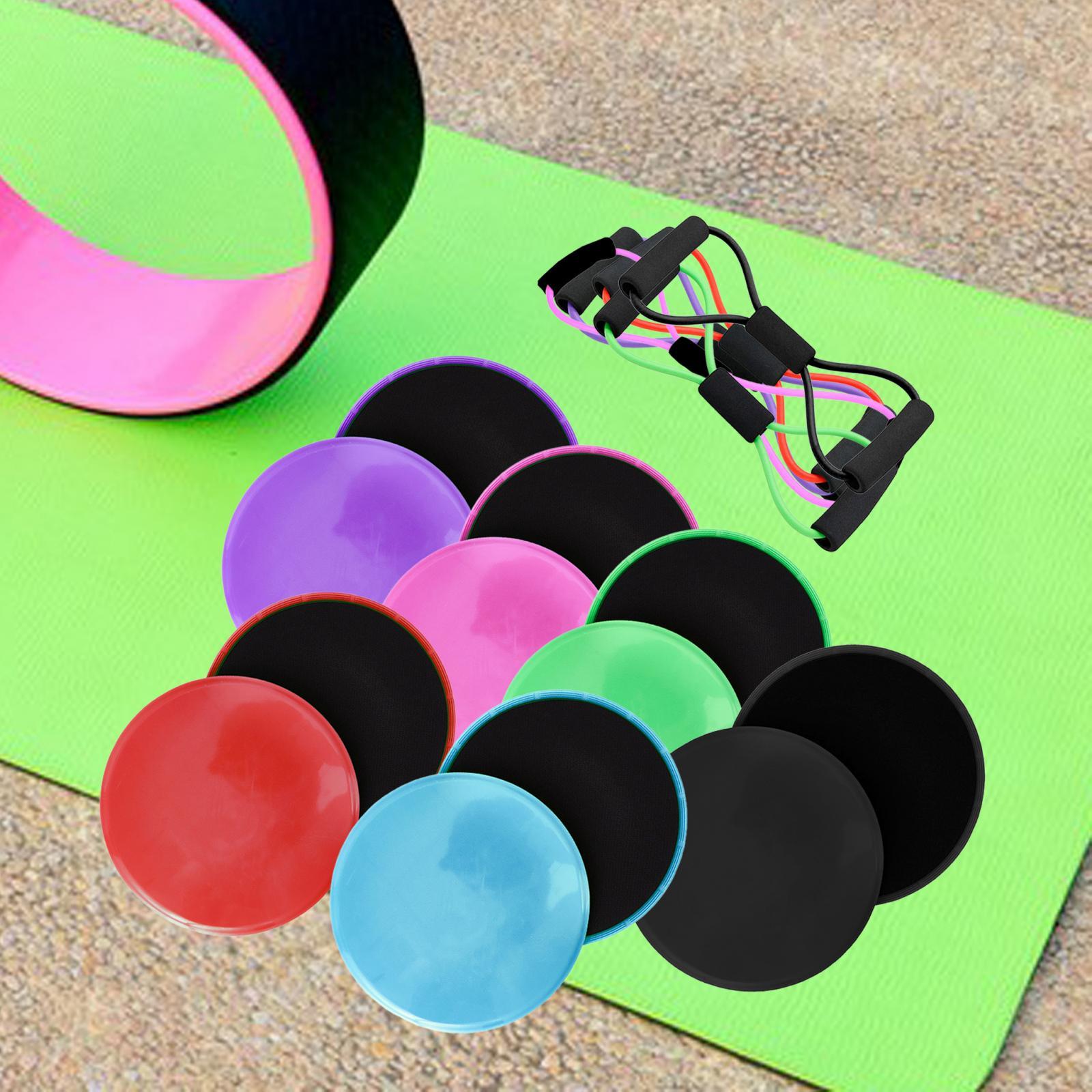 8 Shape Resistance Band and Core Sliders Durable Stretch Resistance Training Purple