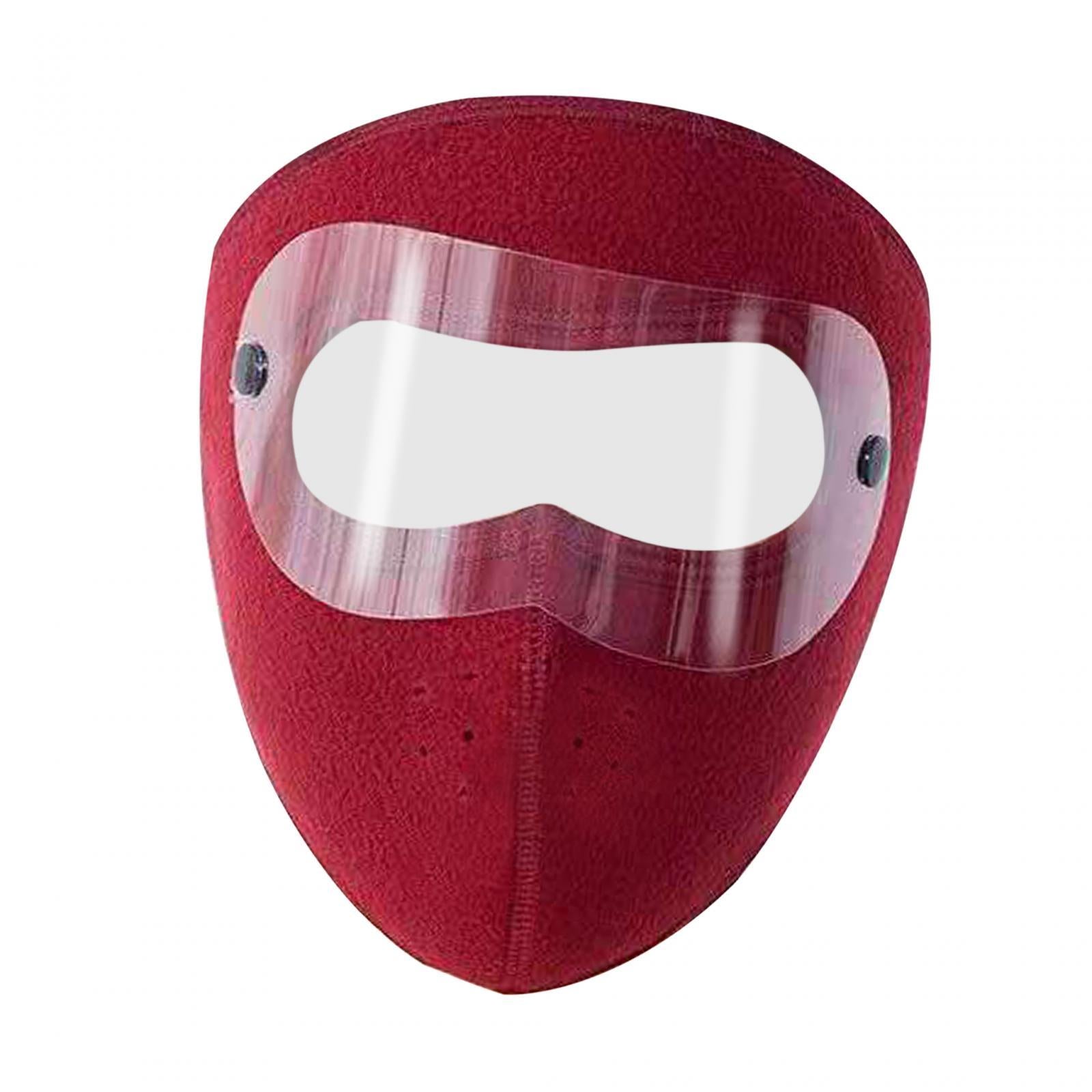 Winter Mask Fleece Breathable Coldproof Face Mask for Skiing Outdoor Cycling Dark Red