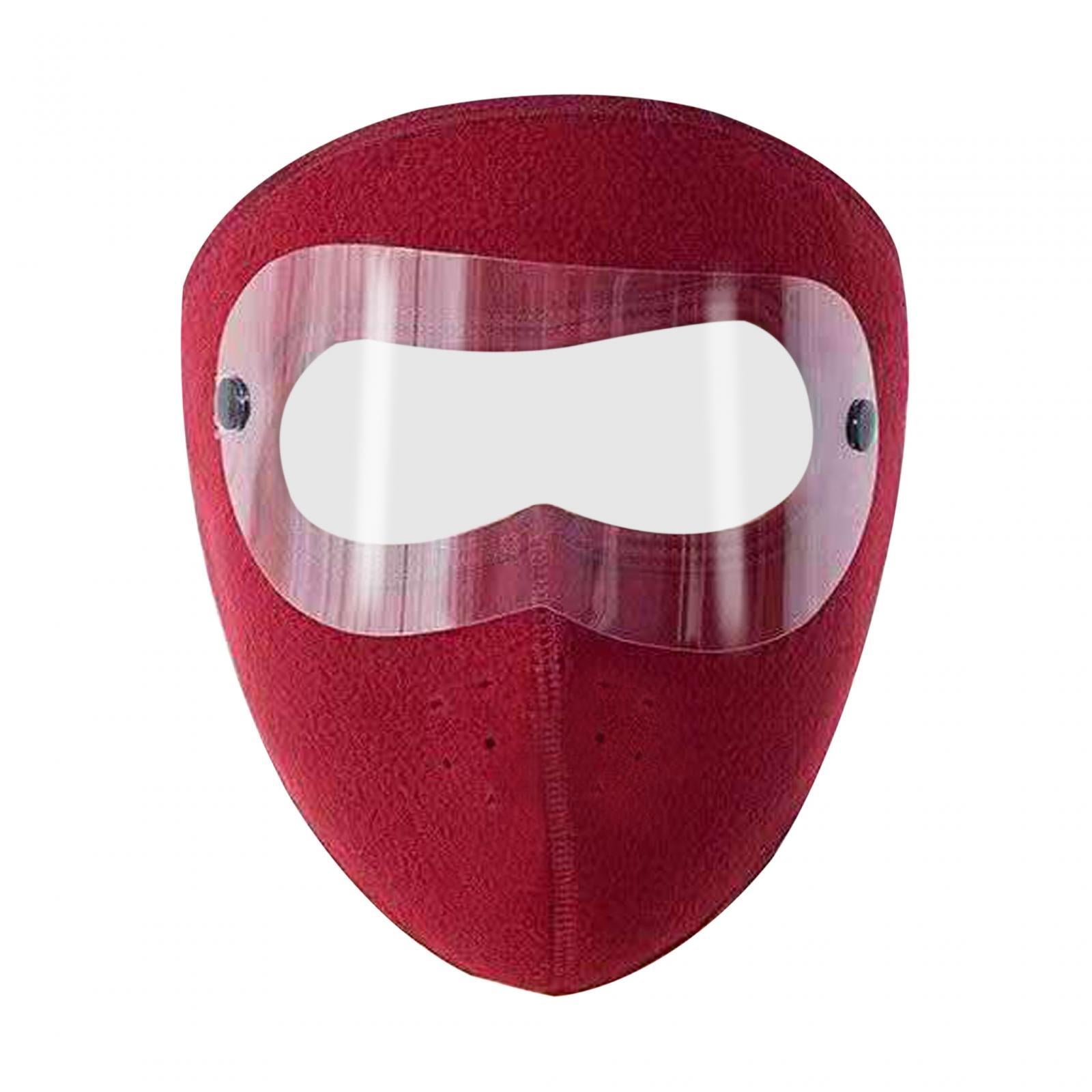 Winter Mask Fleece Breathable Coldproof Face Mask for Skiing Outdoor Cycling Dark Red