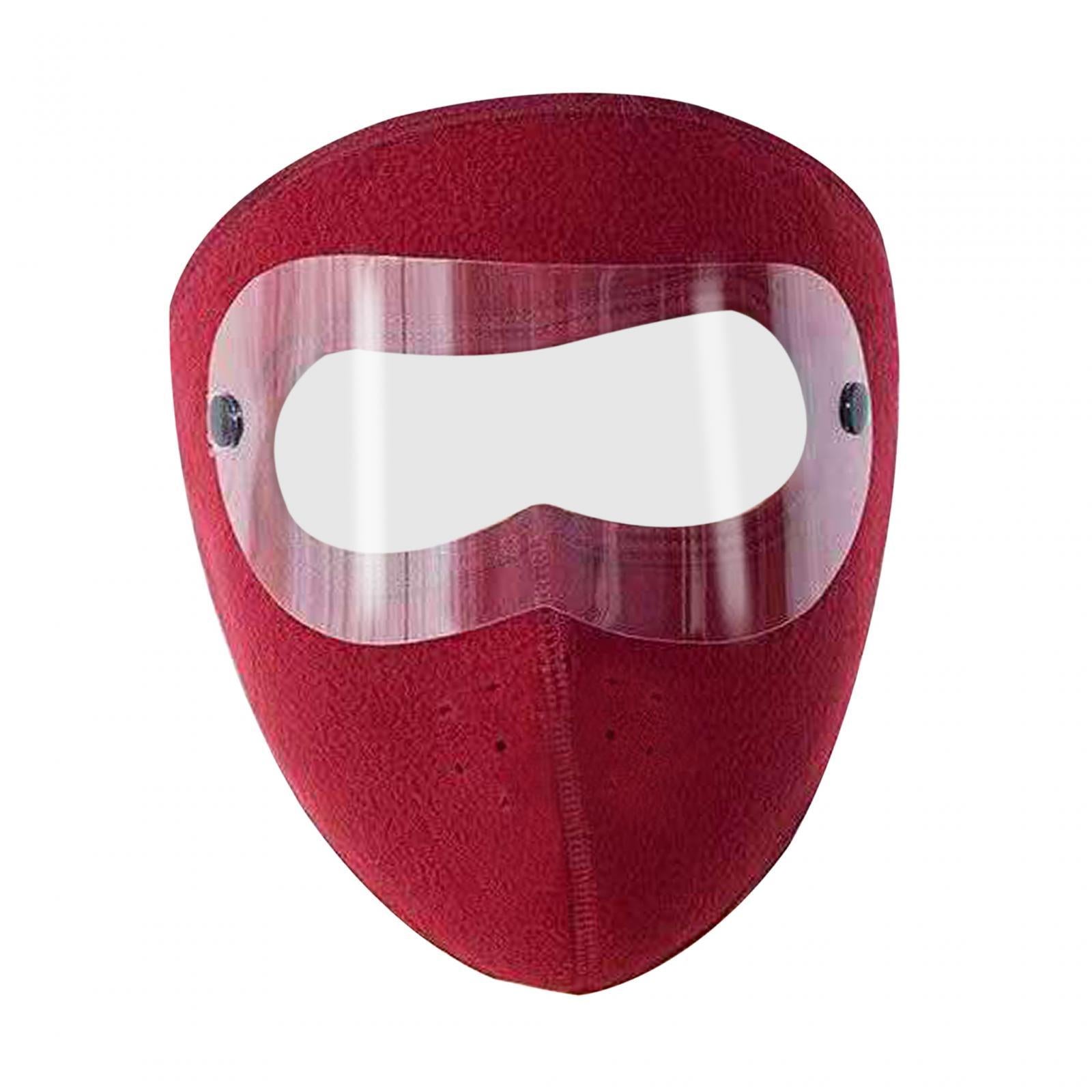 Winter Mask Fleece Breathable Coldproof Face Mask for Skiing Outdoor Cycling Dark Red