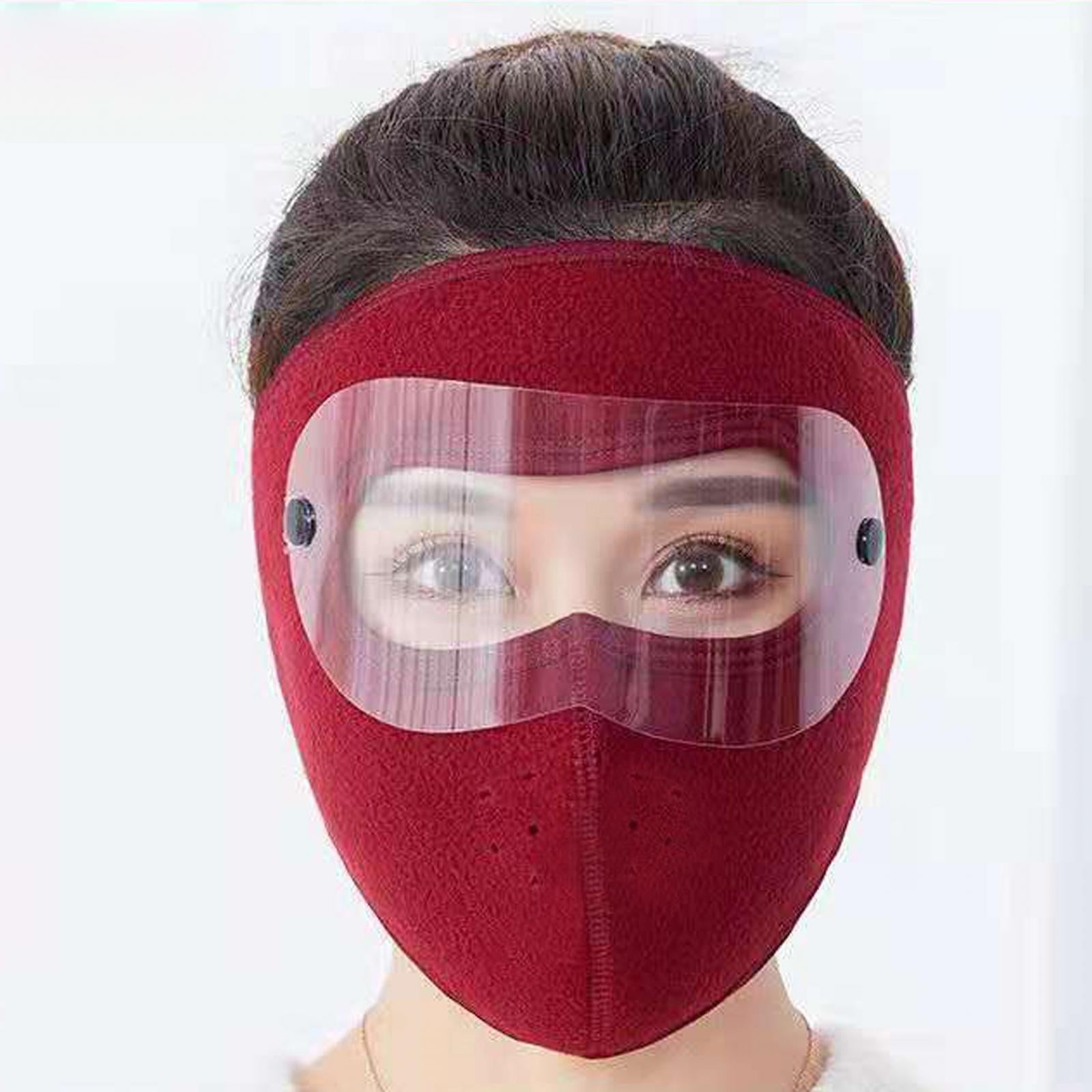 Winter Mask Fleece Breathable Coldproof Face Mask for Skiing Outdoor Cycling Dark Red