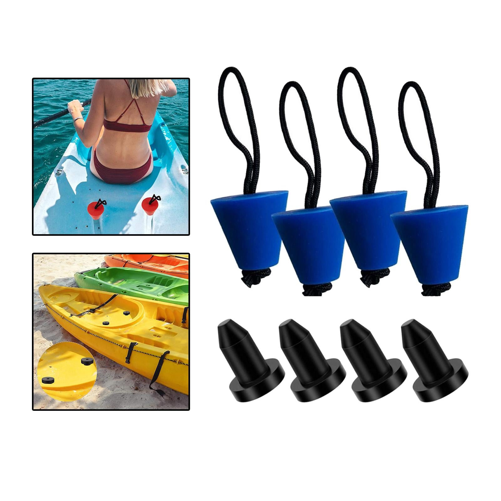8x Kayak Scupper Plugs Durable Canoe Bung Plugs for Fishing Boats Kayak Raft Blue