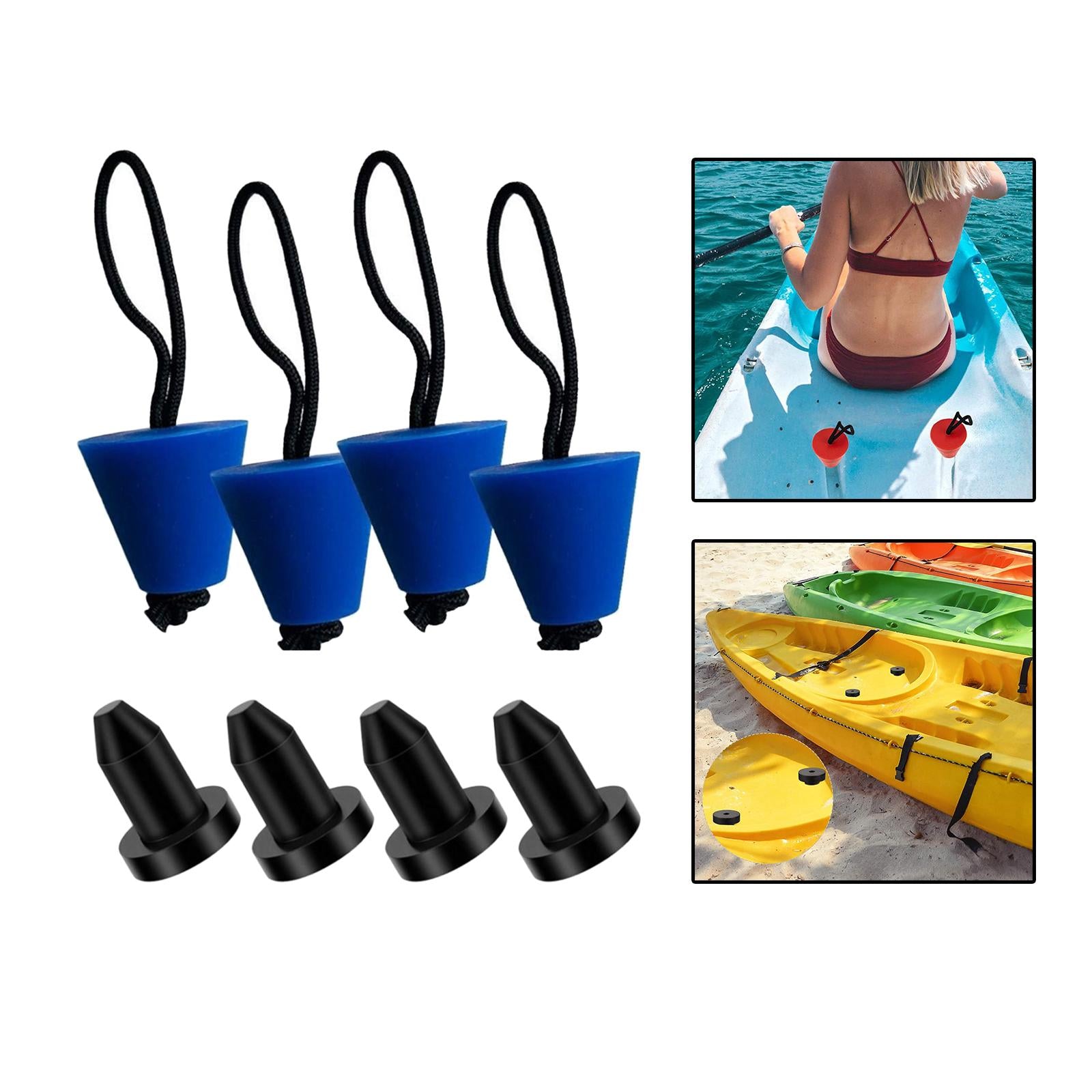 8x Kayak Scupper Plugs Durable Canoe Bung Plugs for Fishing Boats Kayak Raft Blue