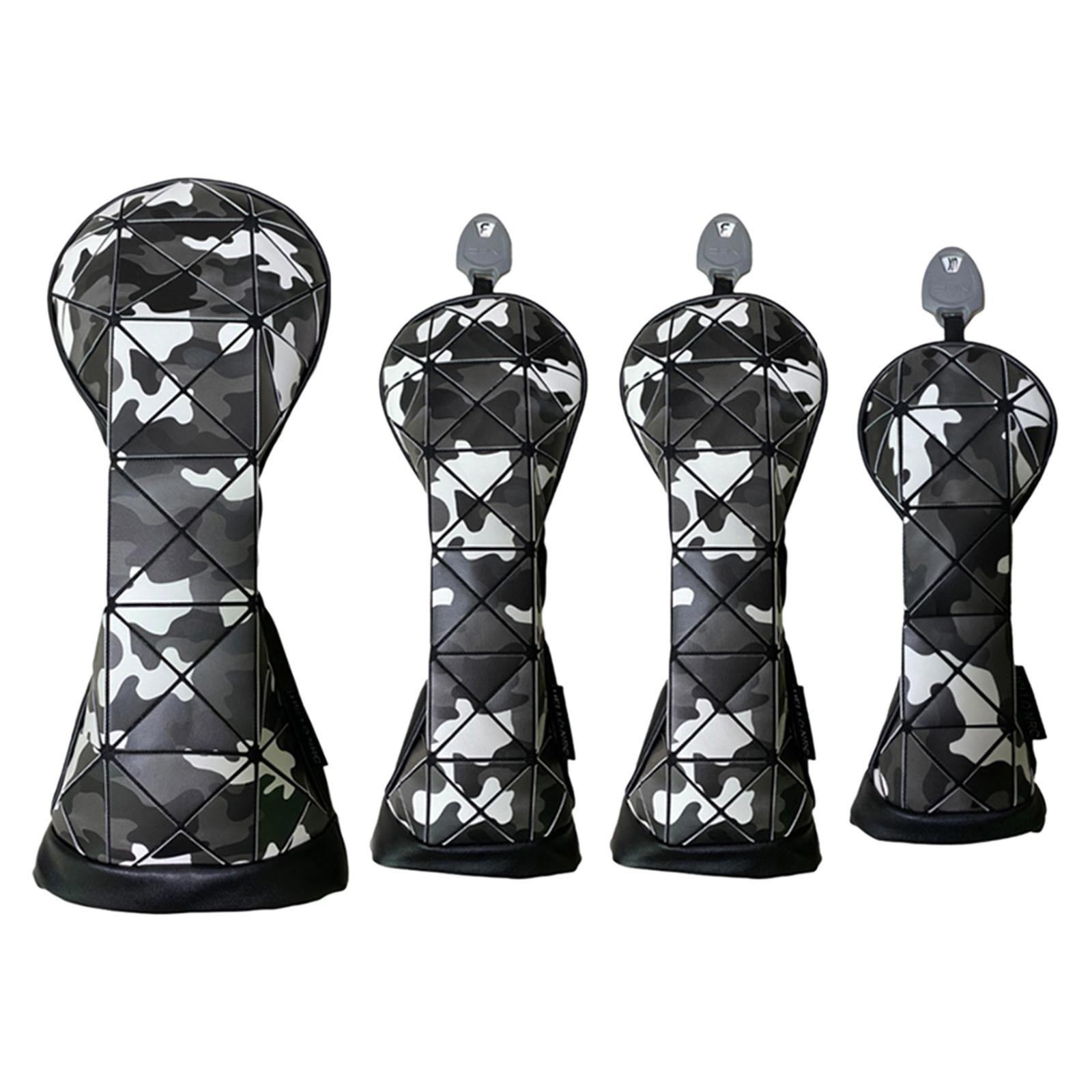 Golf Club Head Cover Protective Sleeve Driver Headcover Golf Club Protectors 4pcs Black