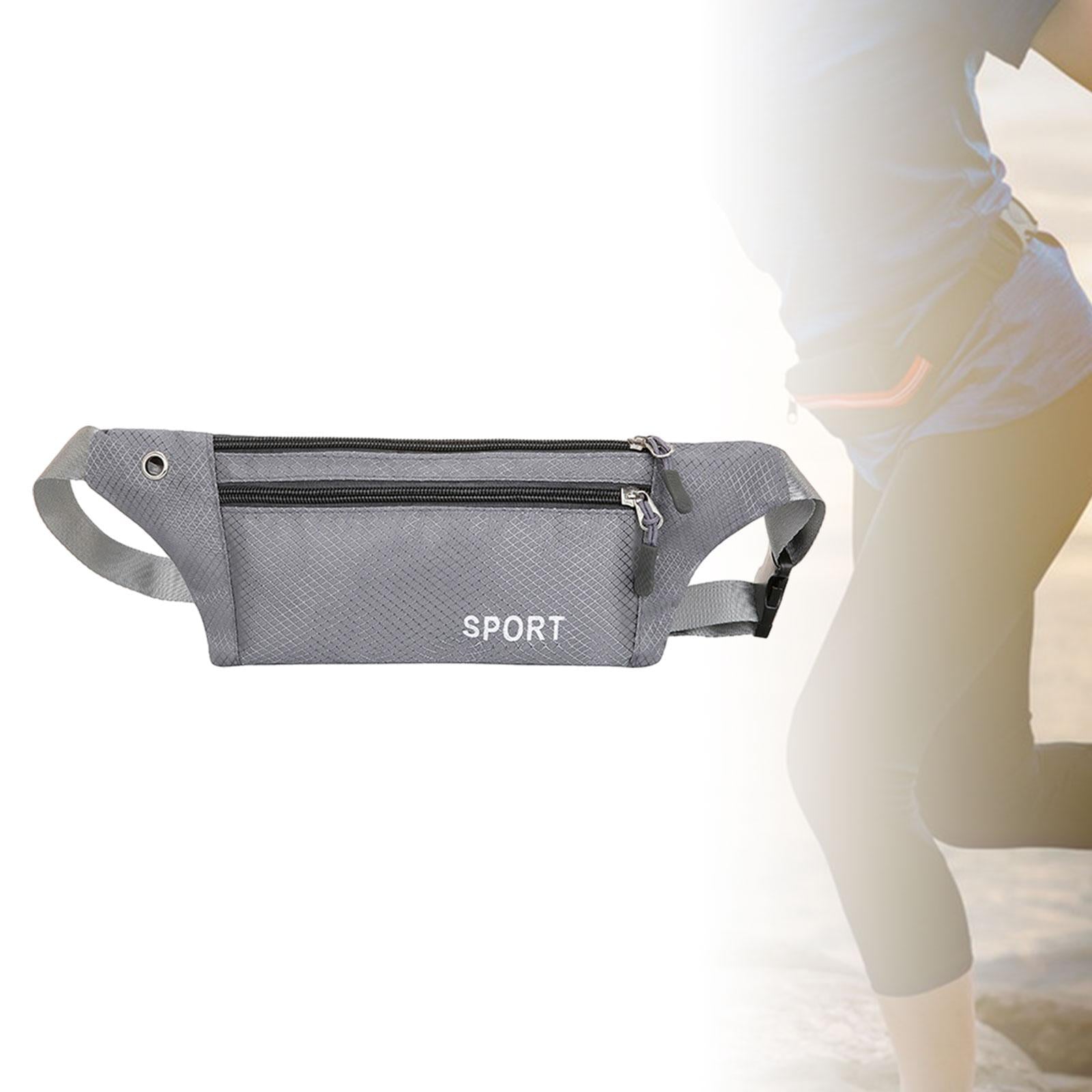 Running Waist Pack Adjustable Exercise Waist Pouch for Hiking Walking Riding Gray