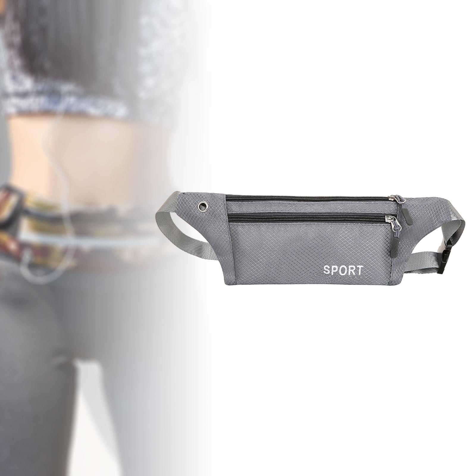 Running Waist Pack Adjustable Exercise Waist Pouch for Hiking Walking Riding Gray