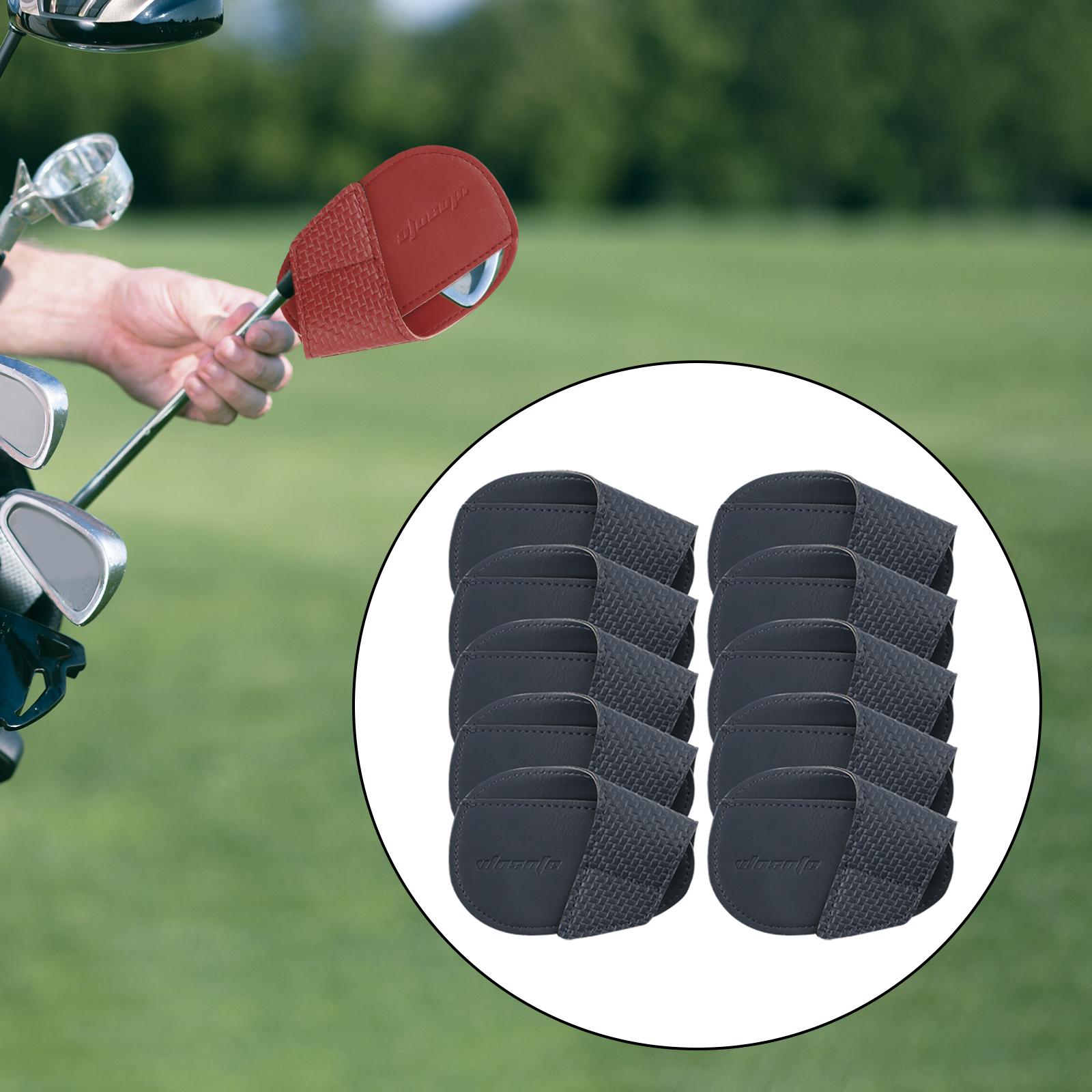 10x Golf Club Headcovers PU Leather Golfer Gift Durable Golf Iron Covers Set L Dark Blue