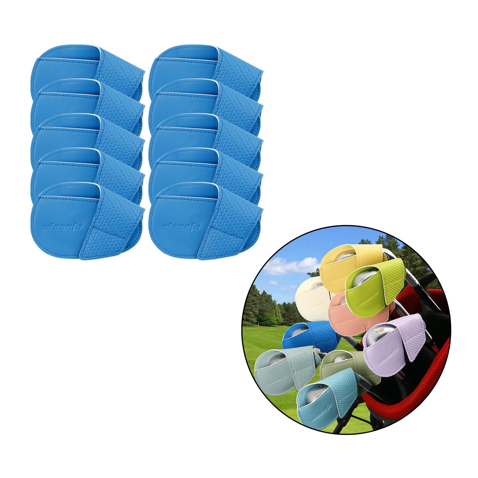 10x Golf Club Headcovers PU Leather Golfer Gift Durable Golf Iron Covers Set S Blue