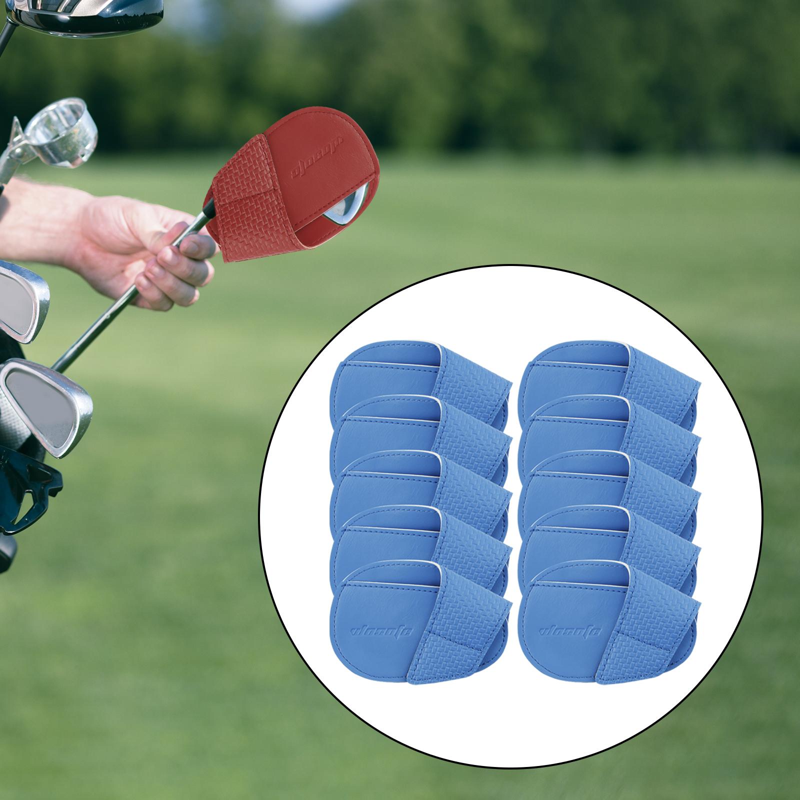 10x Golf Club Headcovers PU Leather Golfer Gift Durable Golf Iron Covers Set S Blue