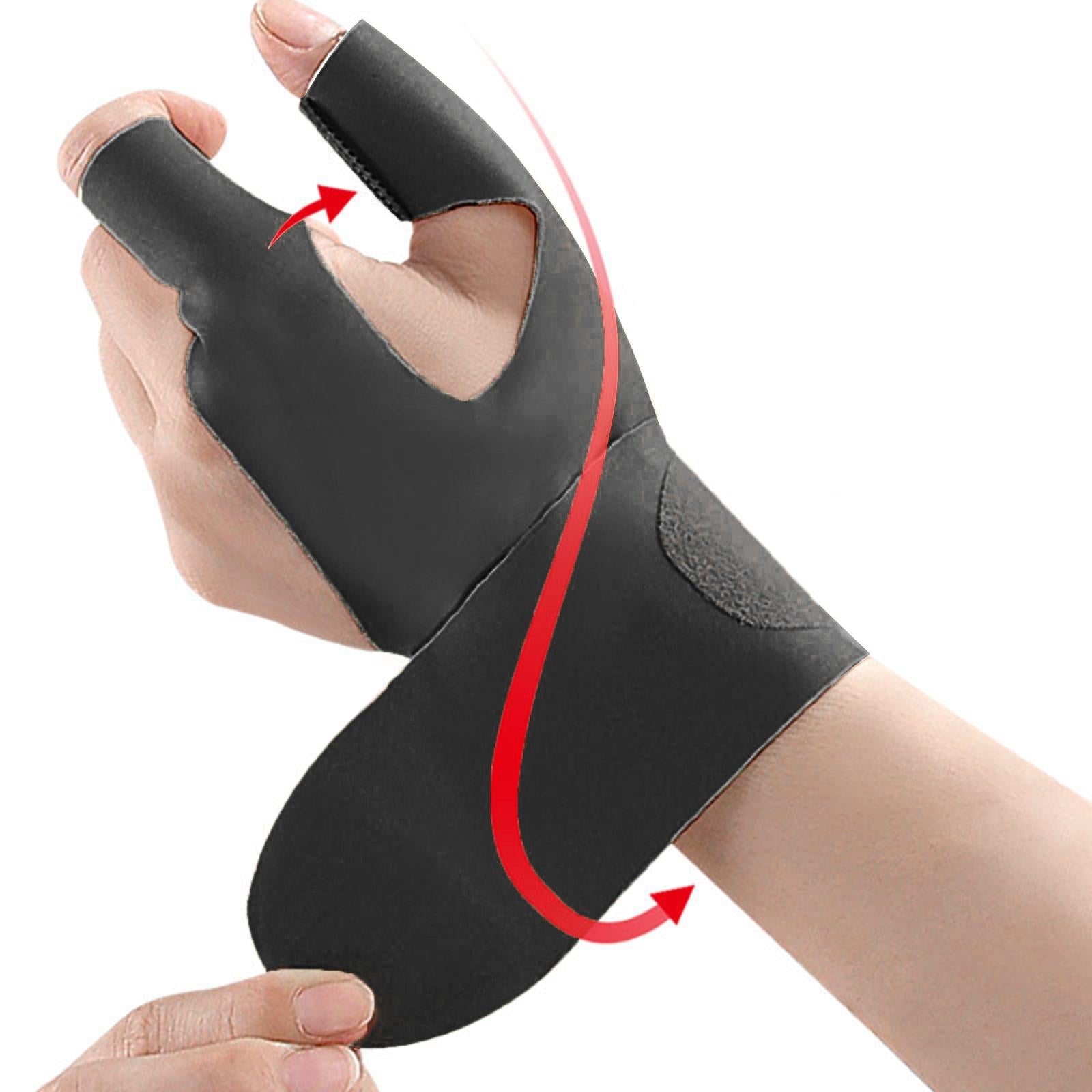 Two Finger Wrist Brace Adults Wrist Strap for Fitness Equipment Table Tennis Black Left