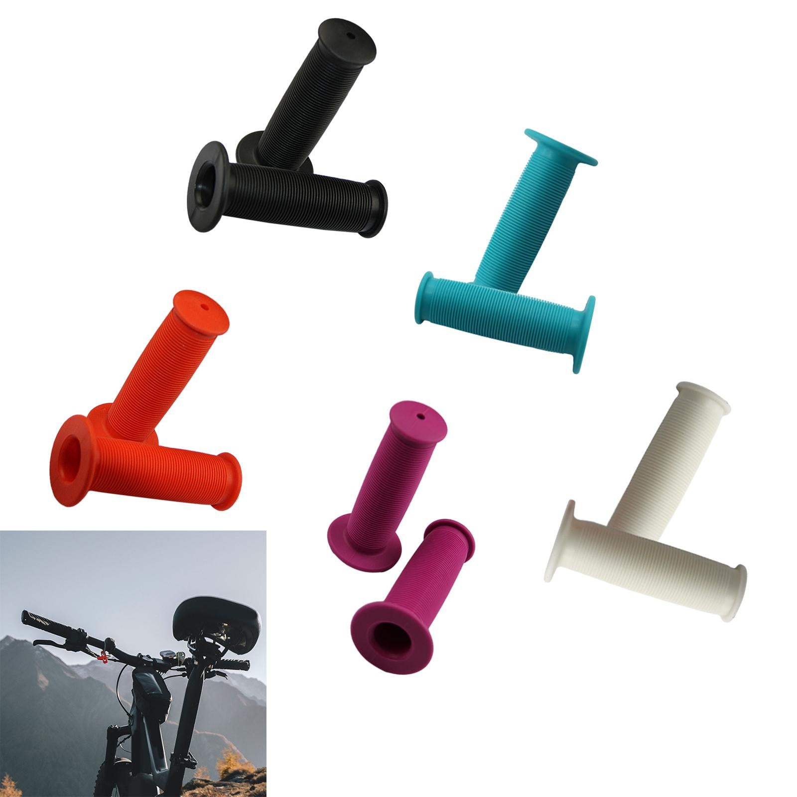3xBike Handlebar Grips Replacement Rubber Non Slip for Folded Bikes Road Bikes Black