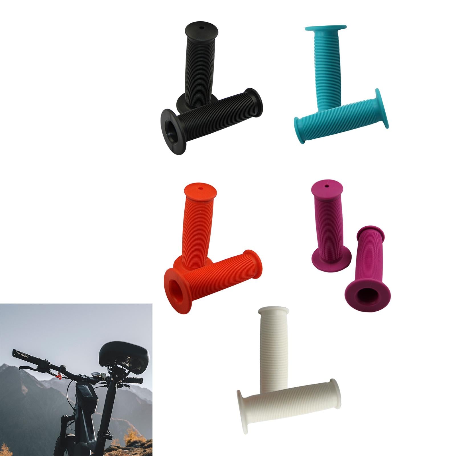 2xBike Handlebar Grips Replacement Rubber Non Slip for Folded Bikes Road Bikes Black