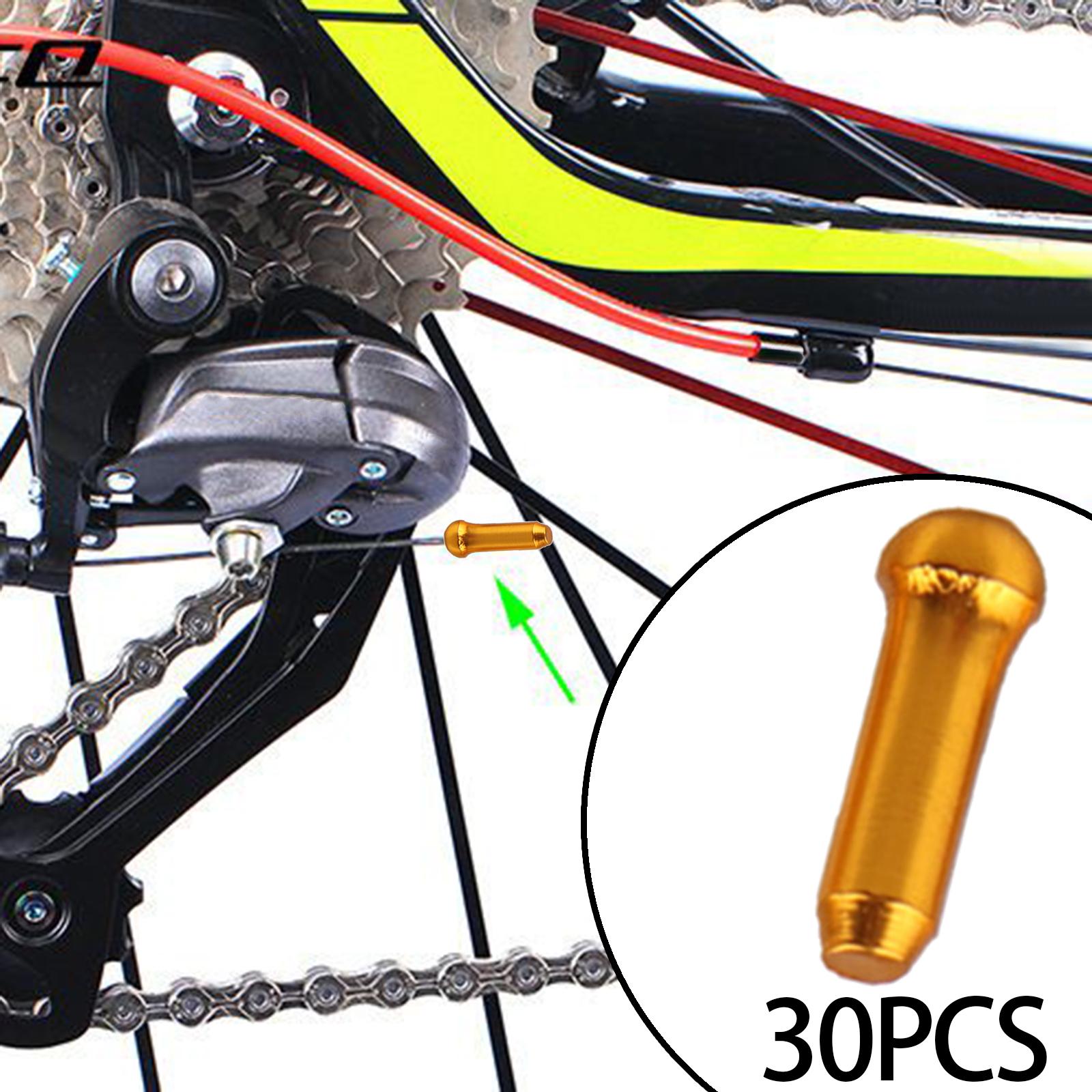 30x Bike Cable End Caps Bike Cable Caps for Cycling Mountain Road Bike Gold