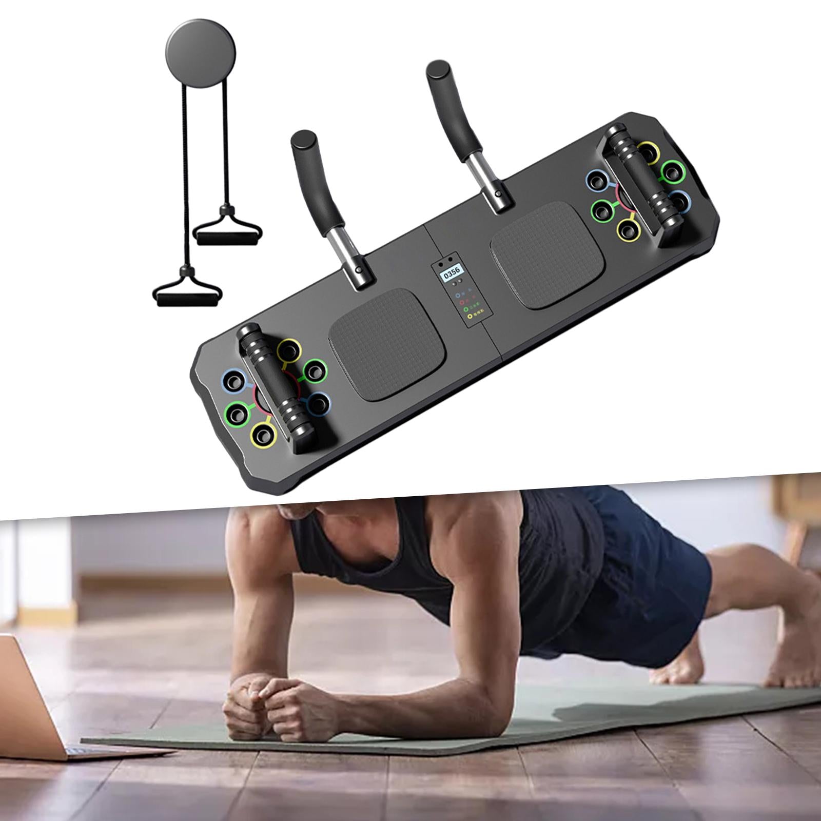 Push up Plate Bracket Abdominal Men Women Fitness Pushup Stands Core Trainer black with rope